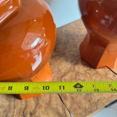 1960s Rounded Octagonal burnt orange Ceramic Table lamps- a pair