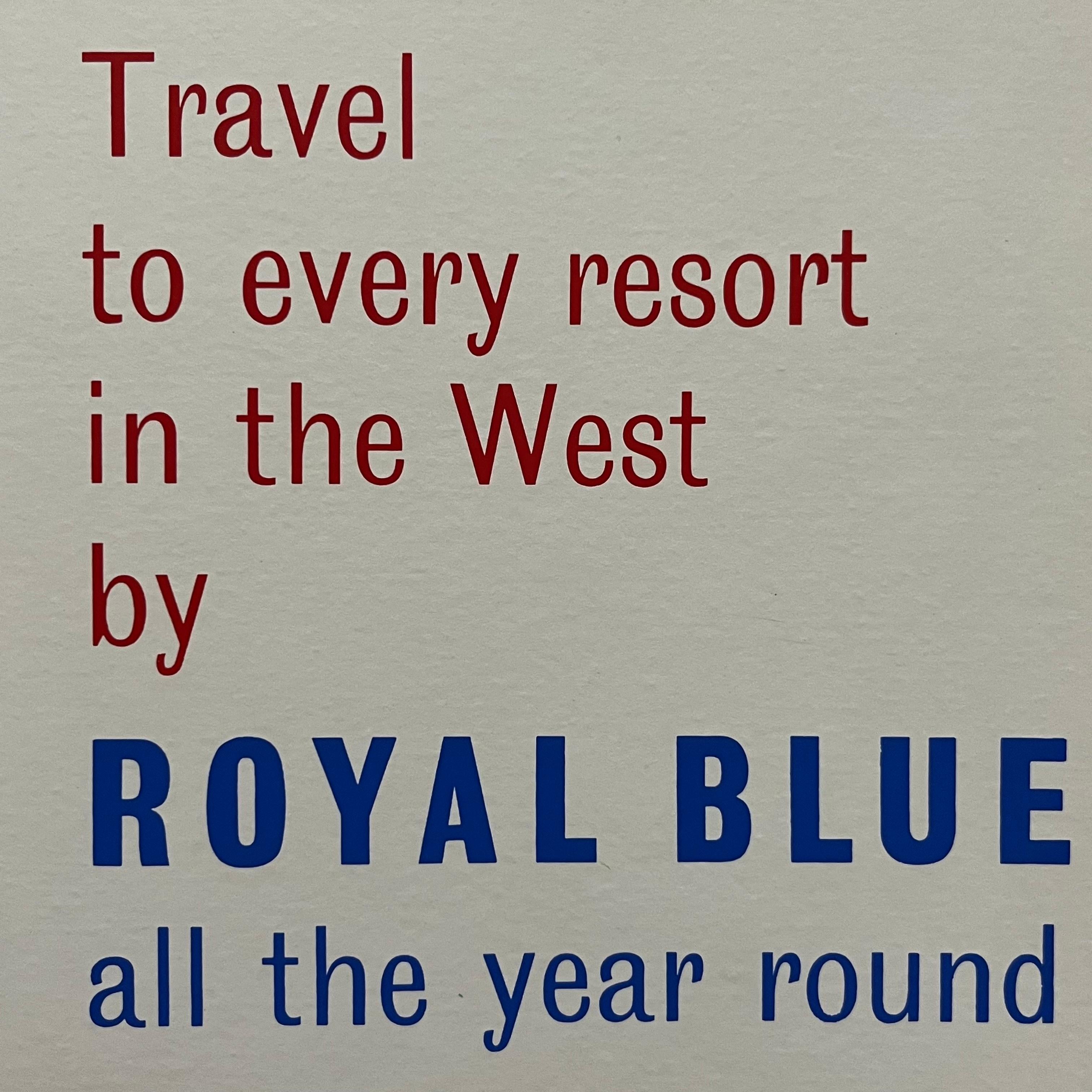 1960's Royal Blue Coach Travel Poster by Ken Bromfield In Good Condition For Sale In London, GB
