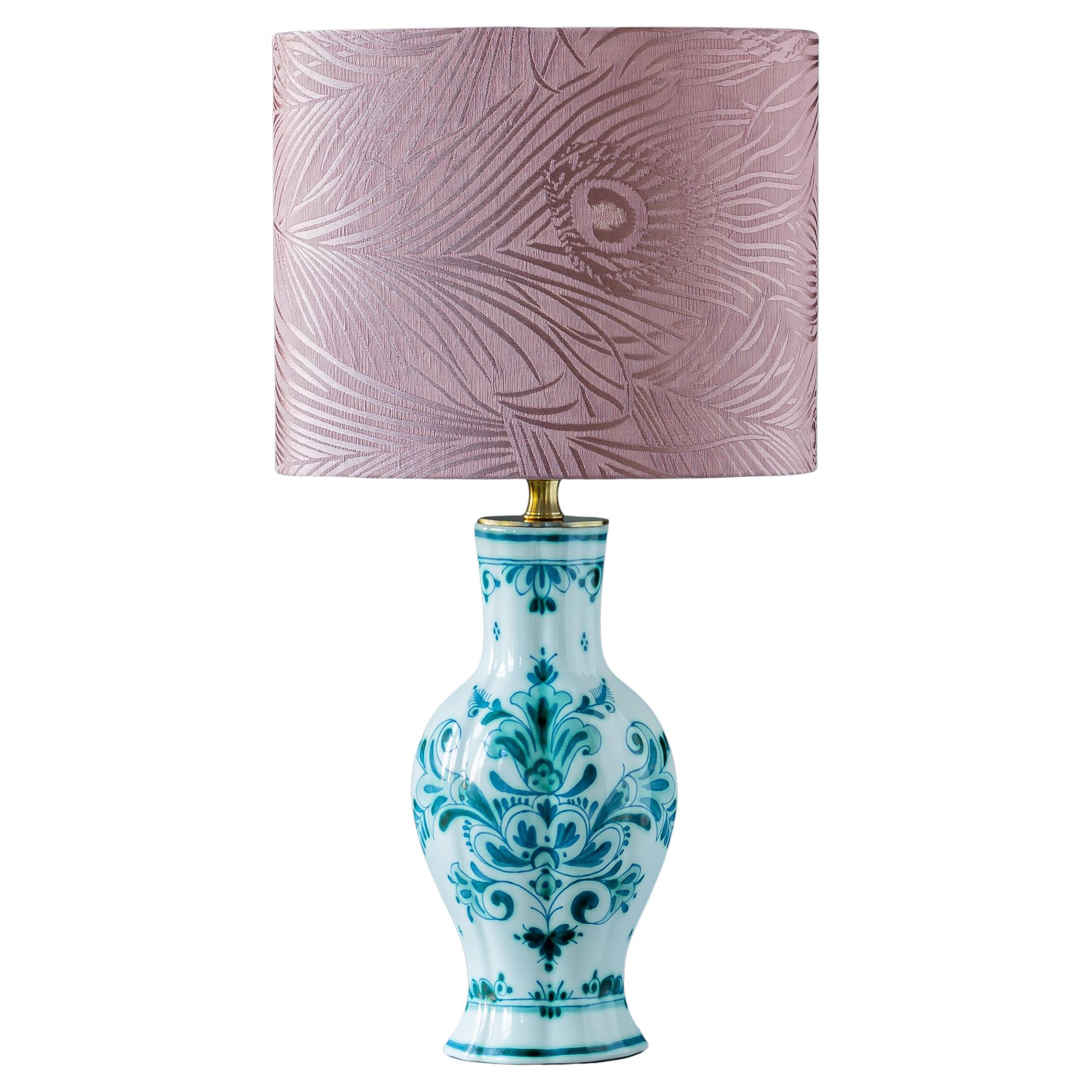 Lampada da tavolo Royal Delft Green (Delvert) (1968-1976) con paralume New Liberty London