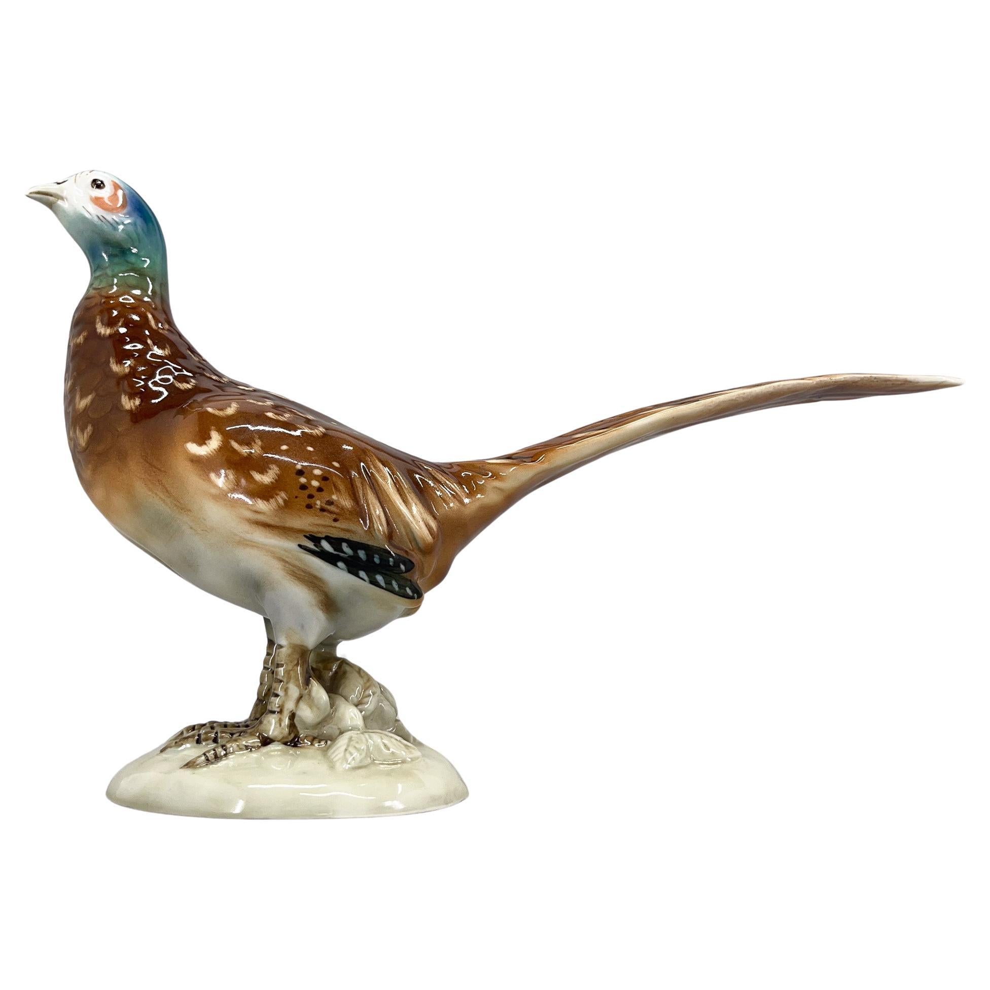 1960s Royal Dux Porcelain Pheasant Sculpture, Czechoslovakia For Sale