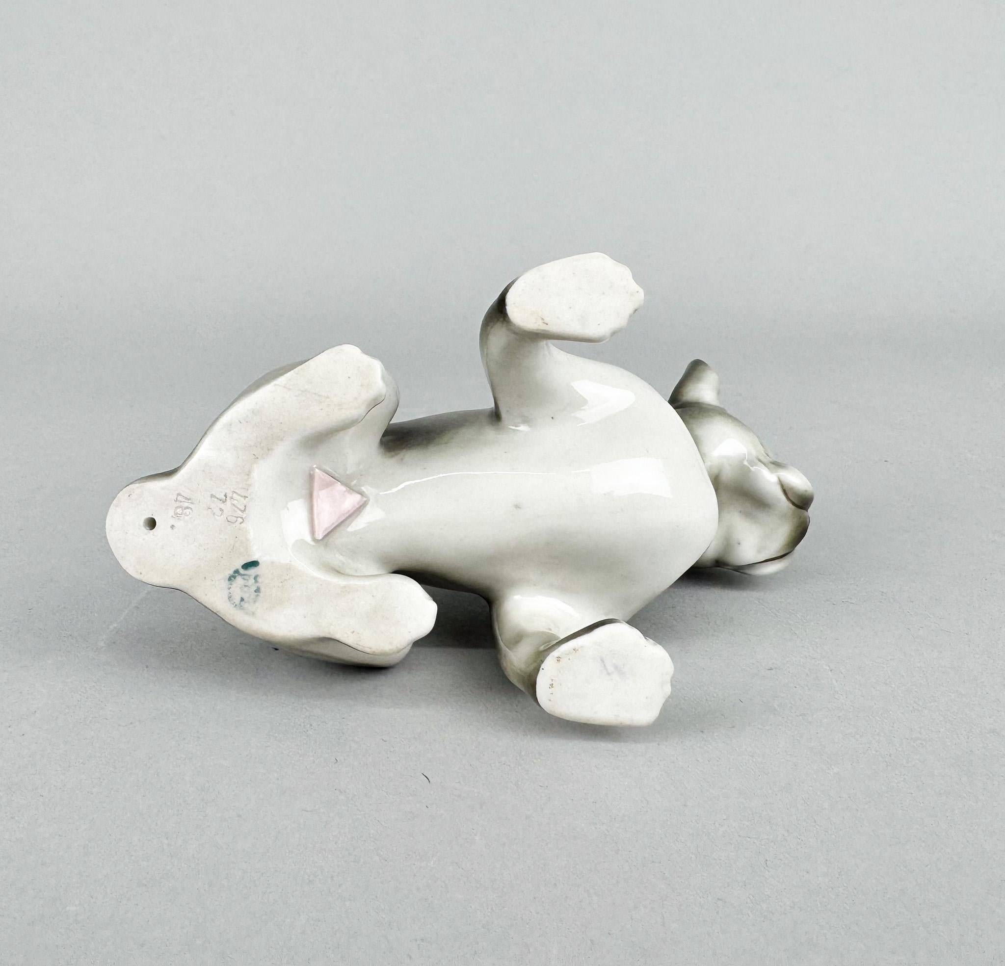 20th Century 1960's Royal Dux Porcelain Statue of French Bulldog For Sale