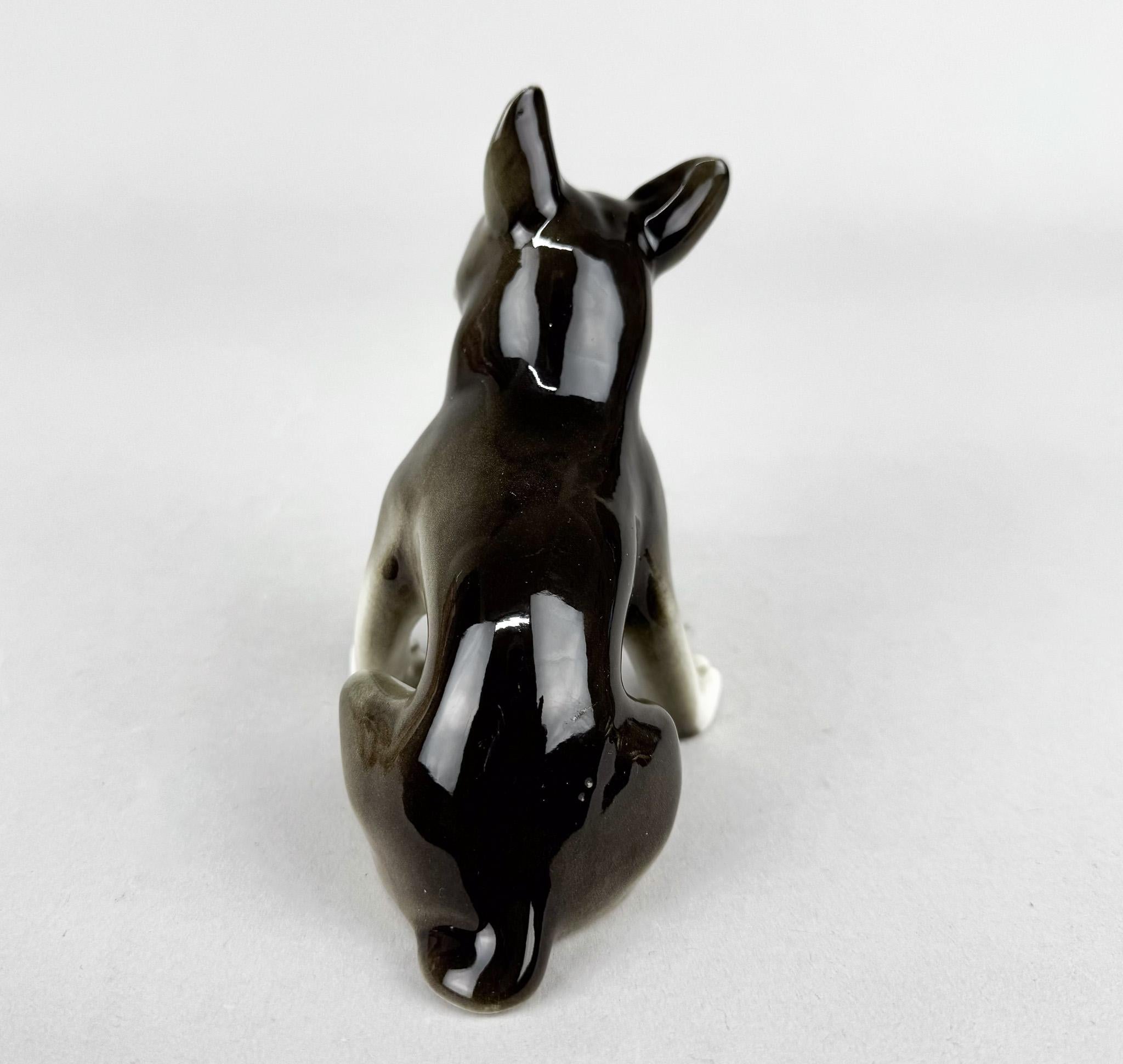1960's Royal Dux Porcelain Statue of French Bulldog For Sale 3