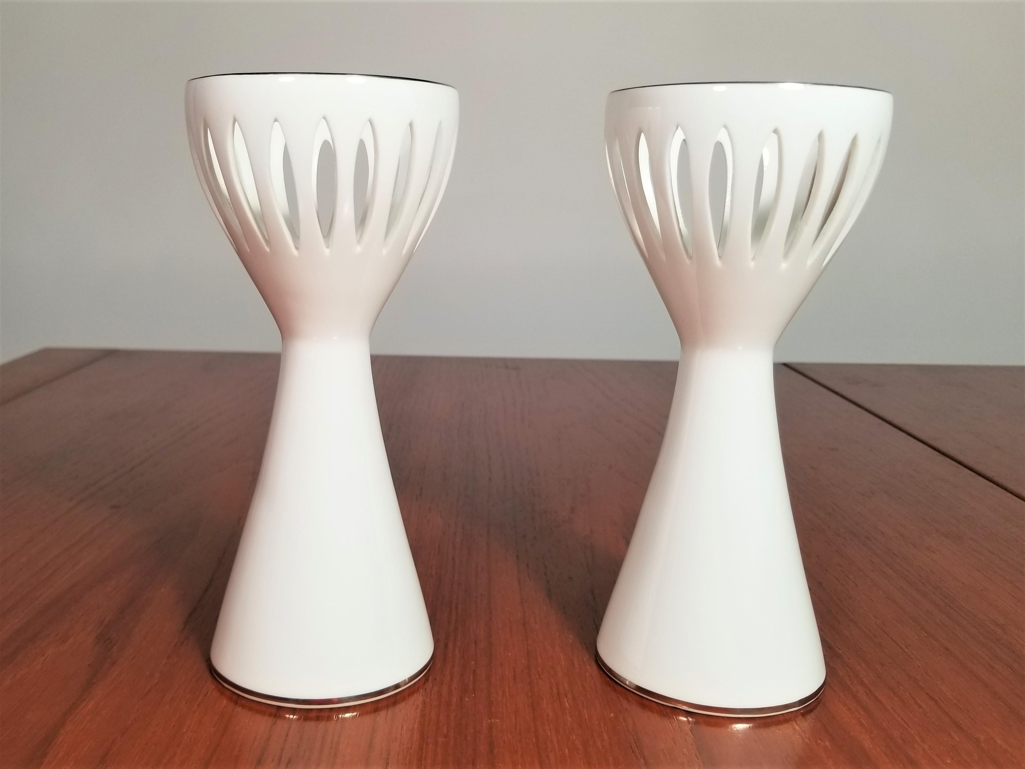 1960s Royal Worcester, England Candleholders  In Excellent Condition In New York, NY