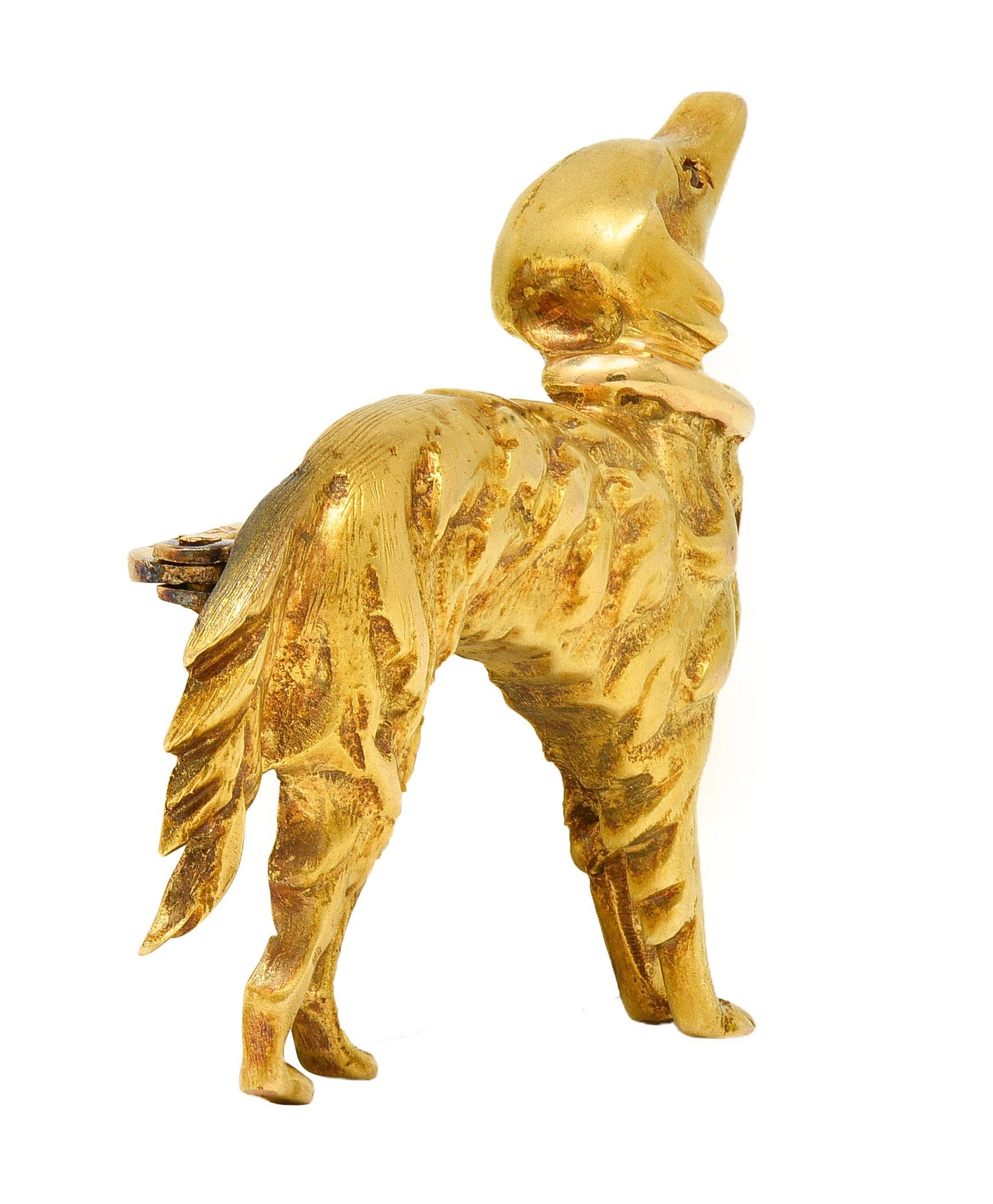 Spilla per cane setter d'epoca in oro giallo 18 carati con rubino del 1960 In condizioni ottime in vendita a Philadelphia, PA