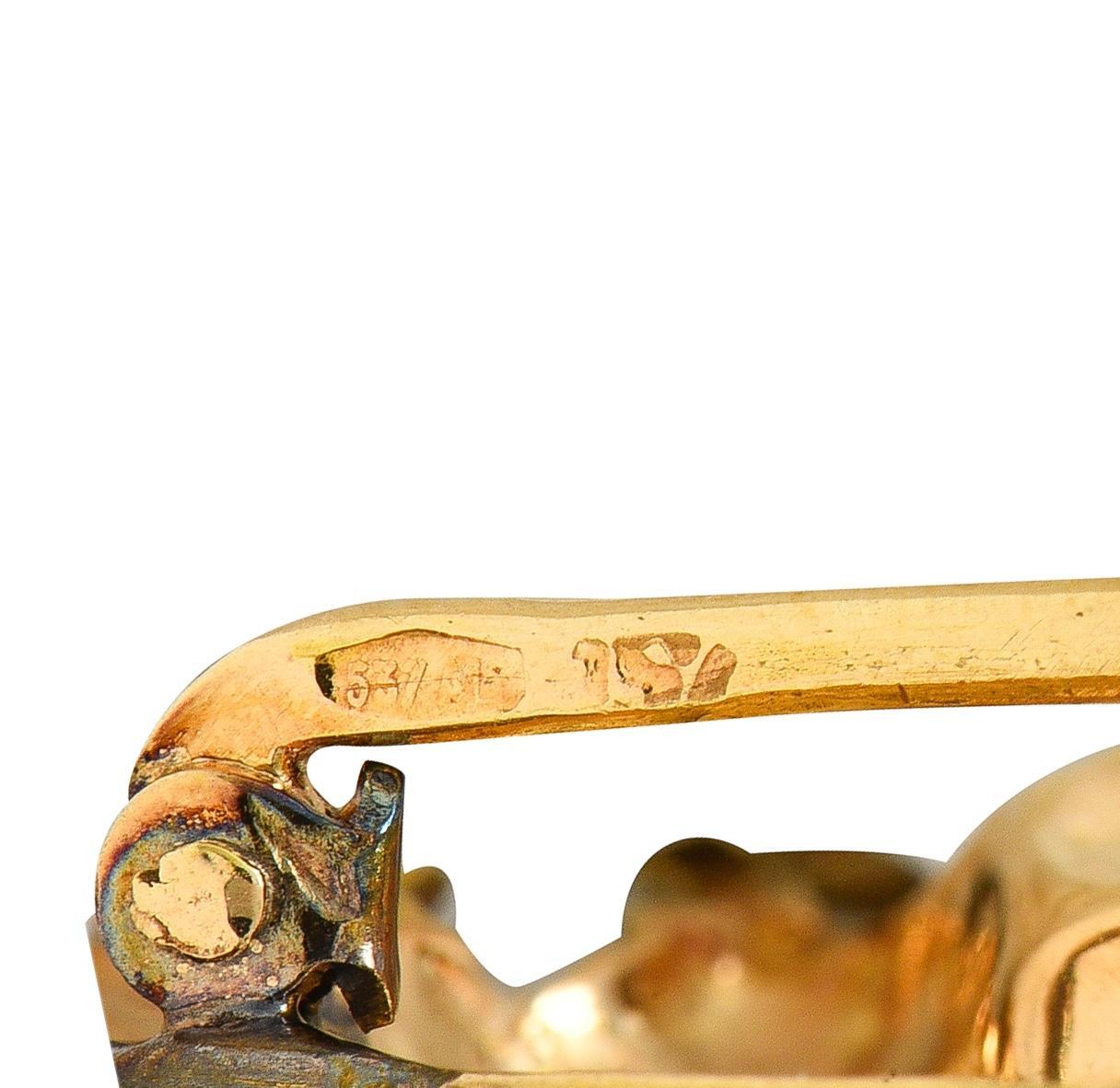 Donna Spilla per cane setter d'epoca in oro giallo 18 carati con rubino del 1960 in vendita