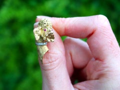 1960s Ruby and Diamond Yellow Gold Poodle Brooch