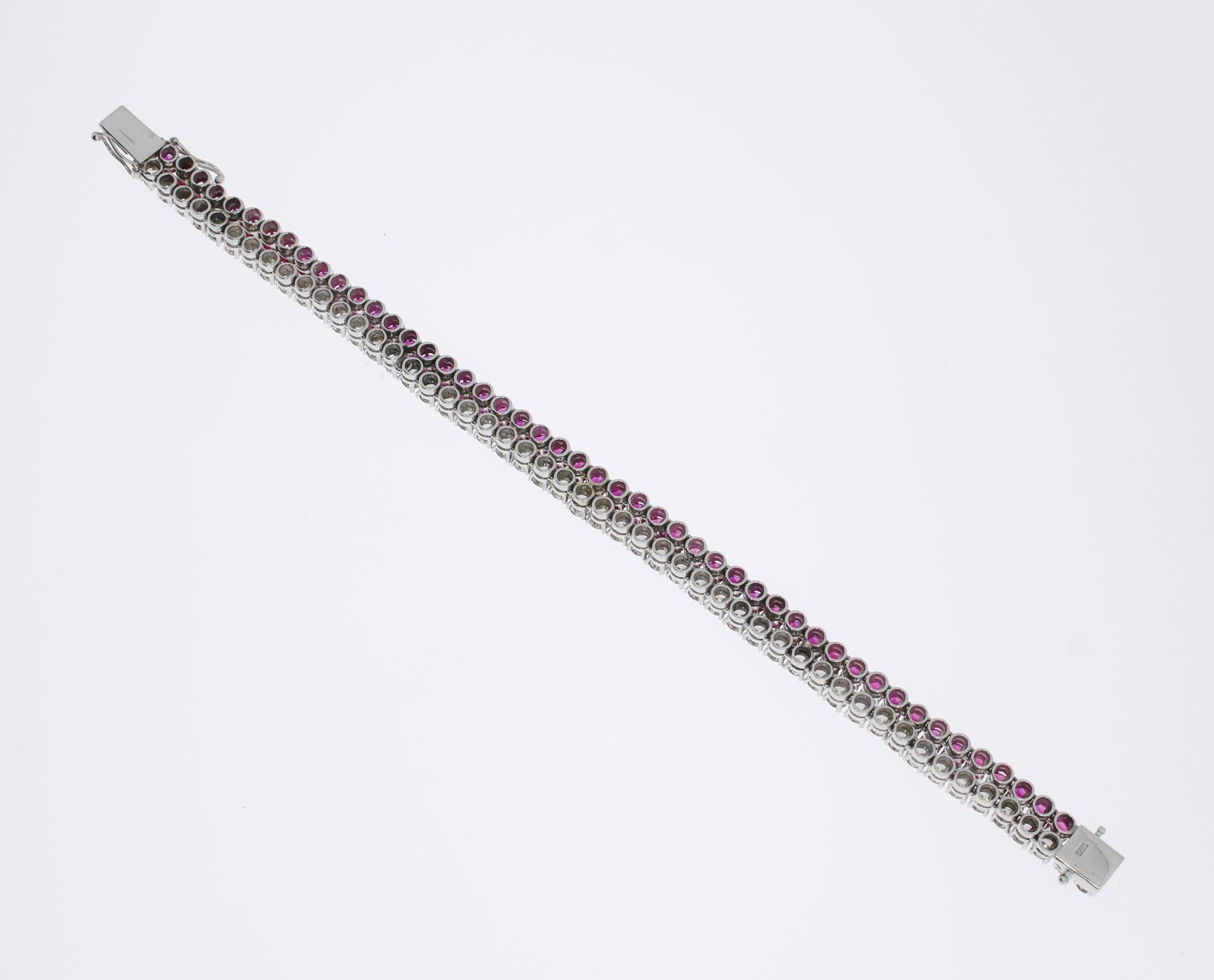 1960s Ruby Diamond Gold Tennis Bracelet For Sale 1