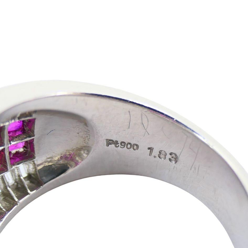 1960 Ruby Diamond Platinum Dome Ring 6.5 en vente 6
