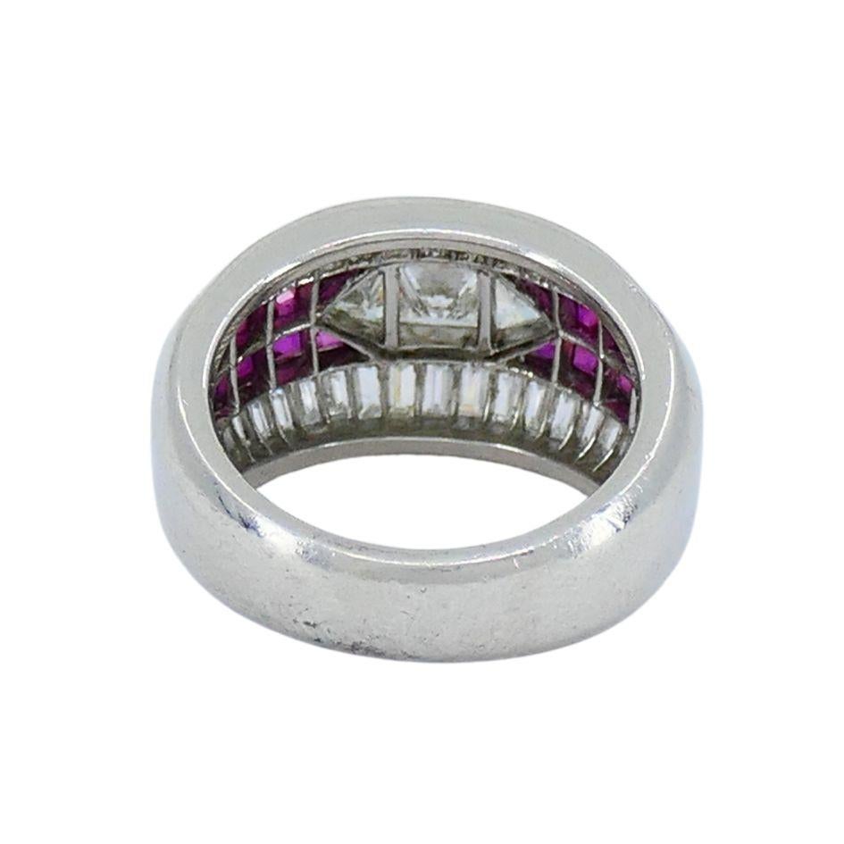 1960 Ruby Diamond Platinum Dome Ring 6.5 en vente 3
