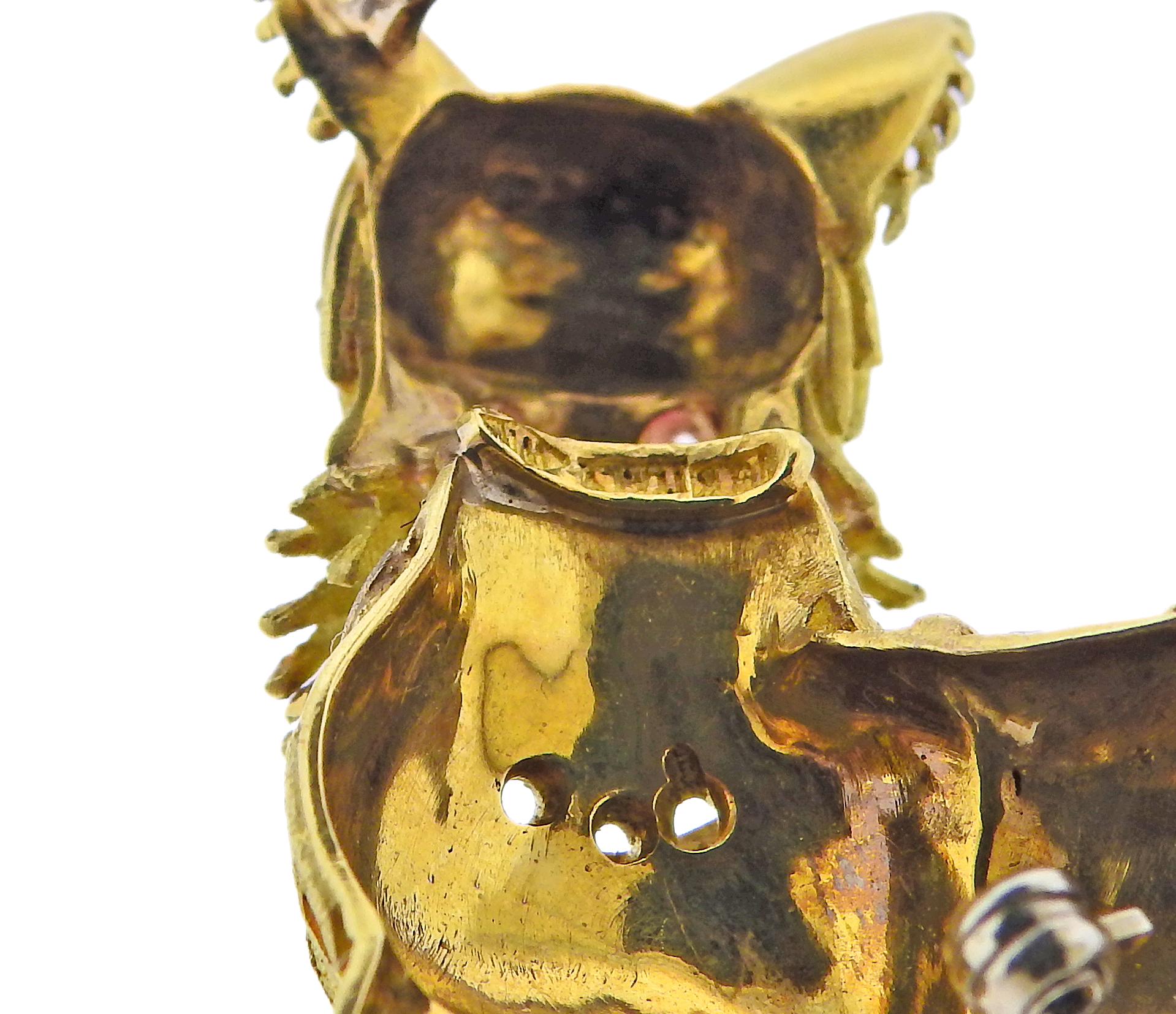 1960er Jahre Rubingold Hund Brosche Pin (Rundschliff) im Angebot