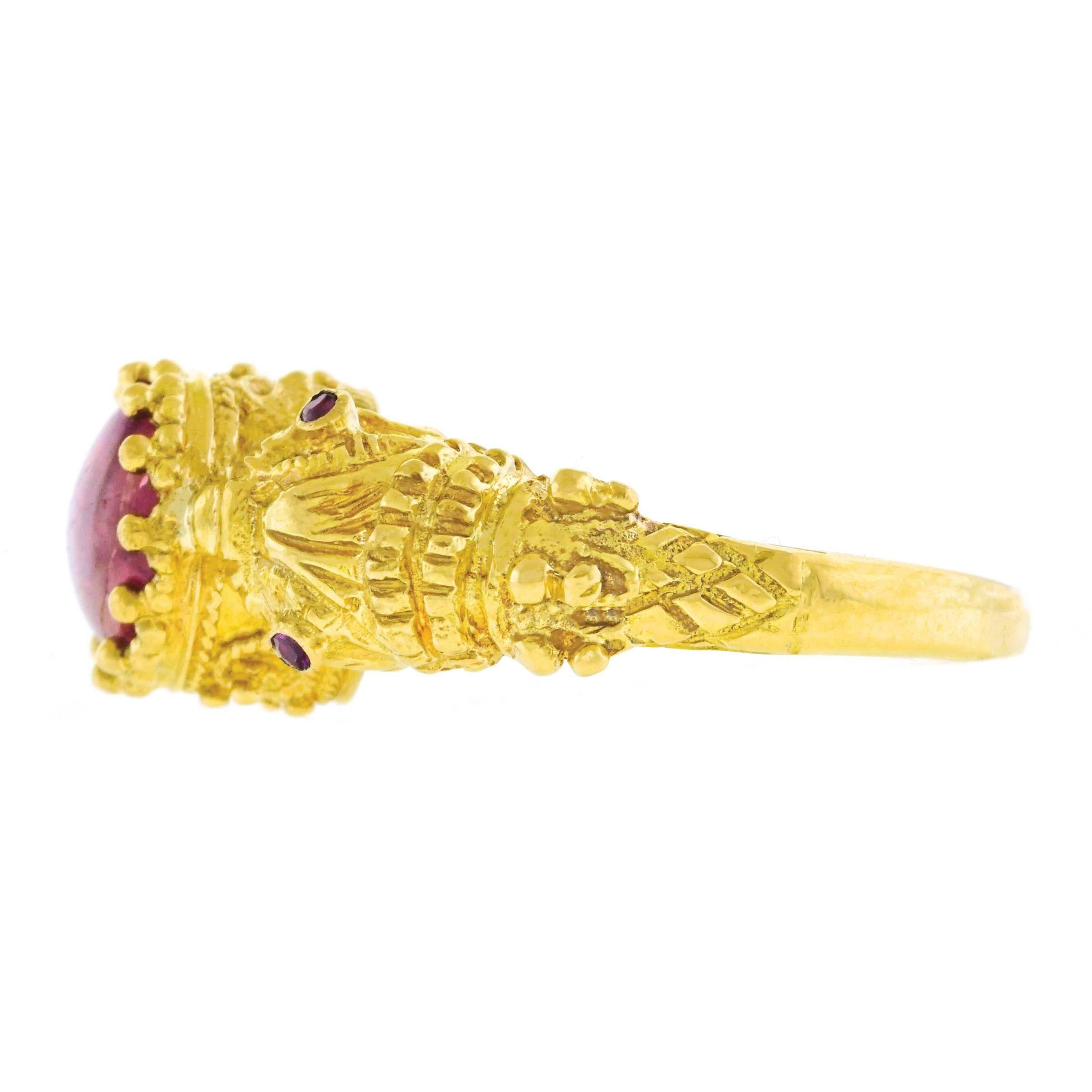 1960s Ruby Set Gold Double Snake Ring 4