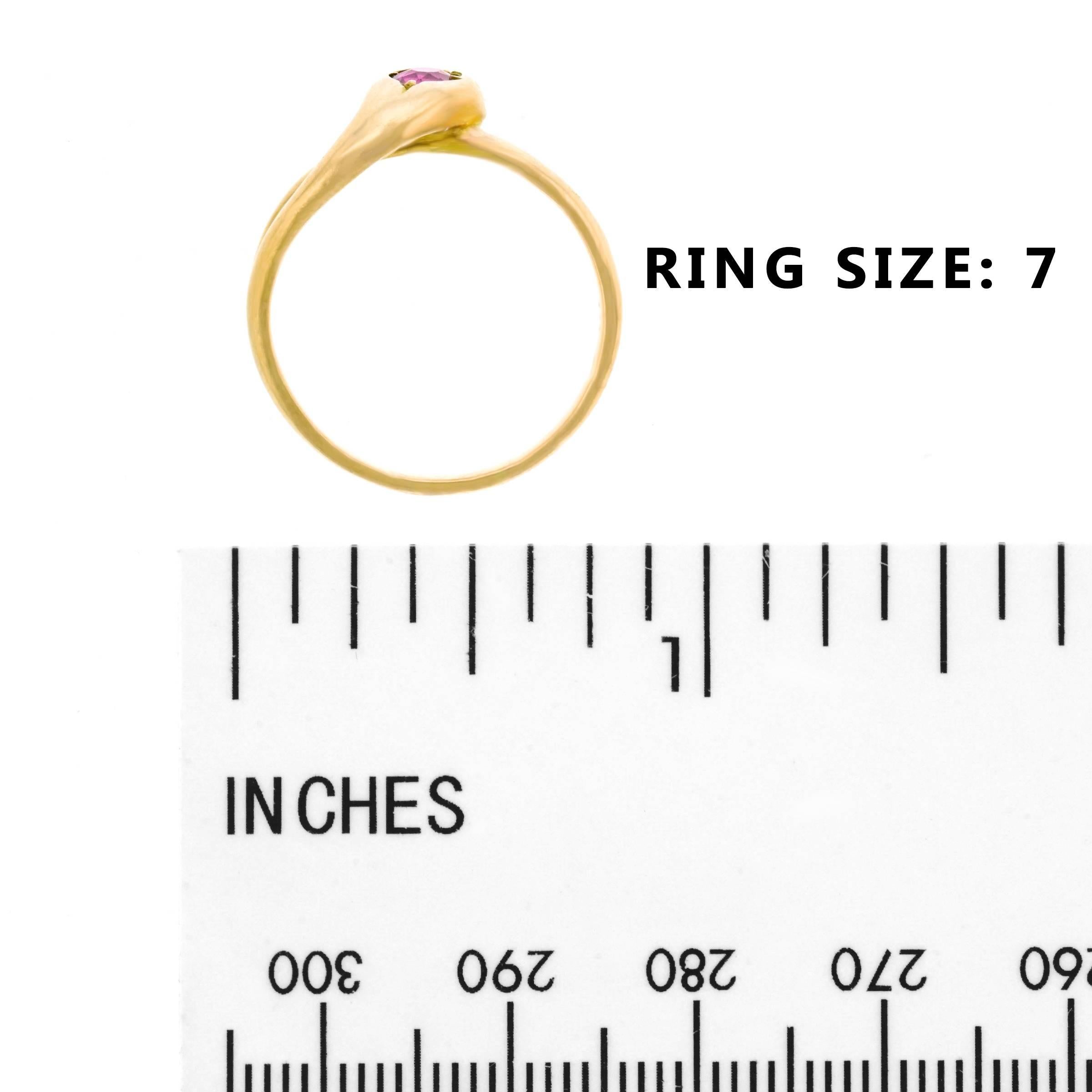 1960s Ruby Set Gold Snake Ring 2