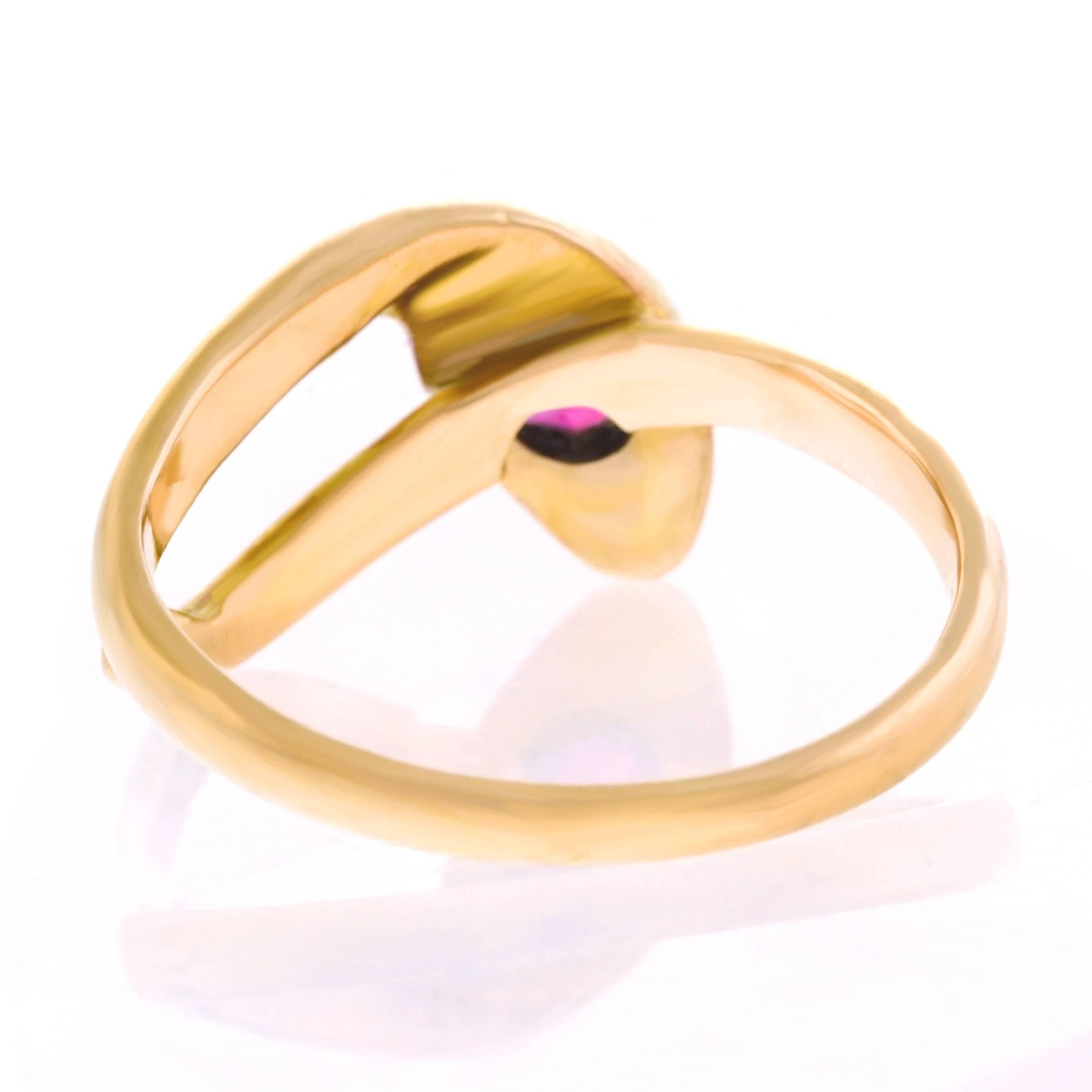 1960s Ruby Set Gold Snake Ring 4