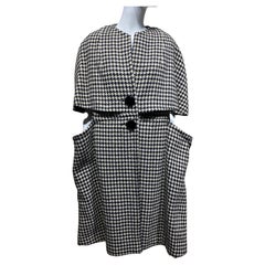 1960s Rudi Gernreich Houndstooth Wool Cape Coat with Large Pockets