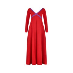1969 Rudi Gernreich Maxi Abito in lana rosso e viola