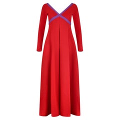 1960s Rudi Gernreich Red and Purple Wool Maxi Dress
