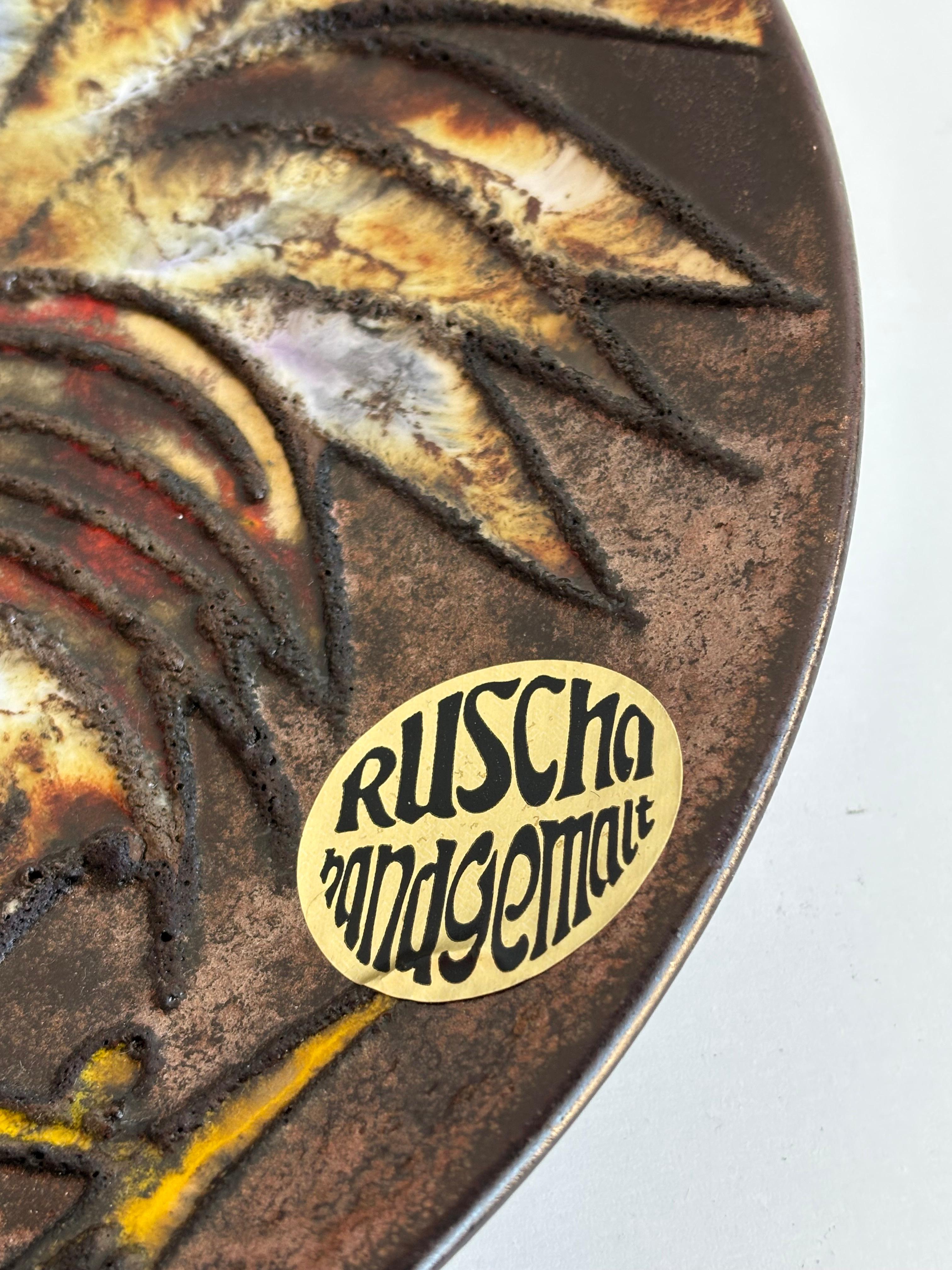 1960's Ruscha Keramik 'Hahn' Dekorative Wandteller (Moderne der Mitte des Jahrhunderts) im Angebot