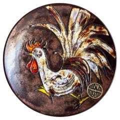 Piatto decorativo da parete in ceramica Ruscha 'Rooster' degli anni '60