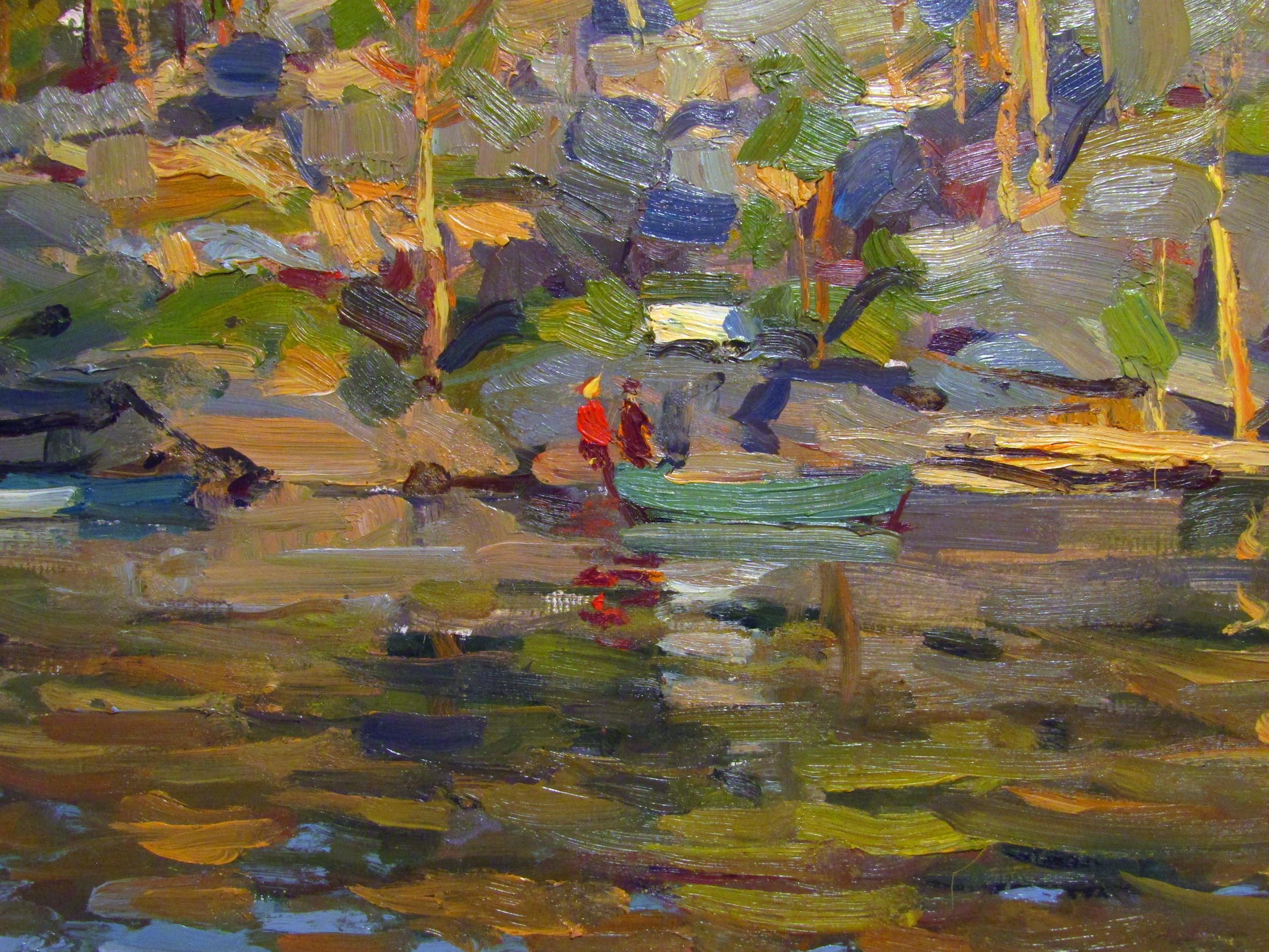 Huilé Peinture à l'huile impressionniste russe des années 1960 d'Aleksander Gusarevich 