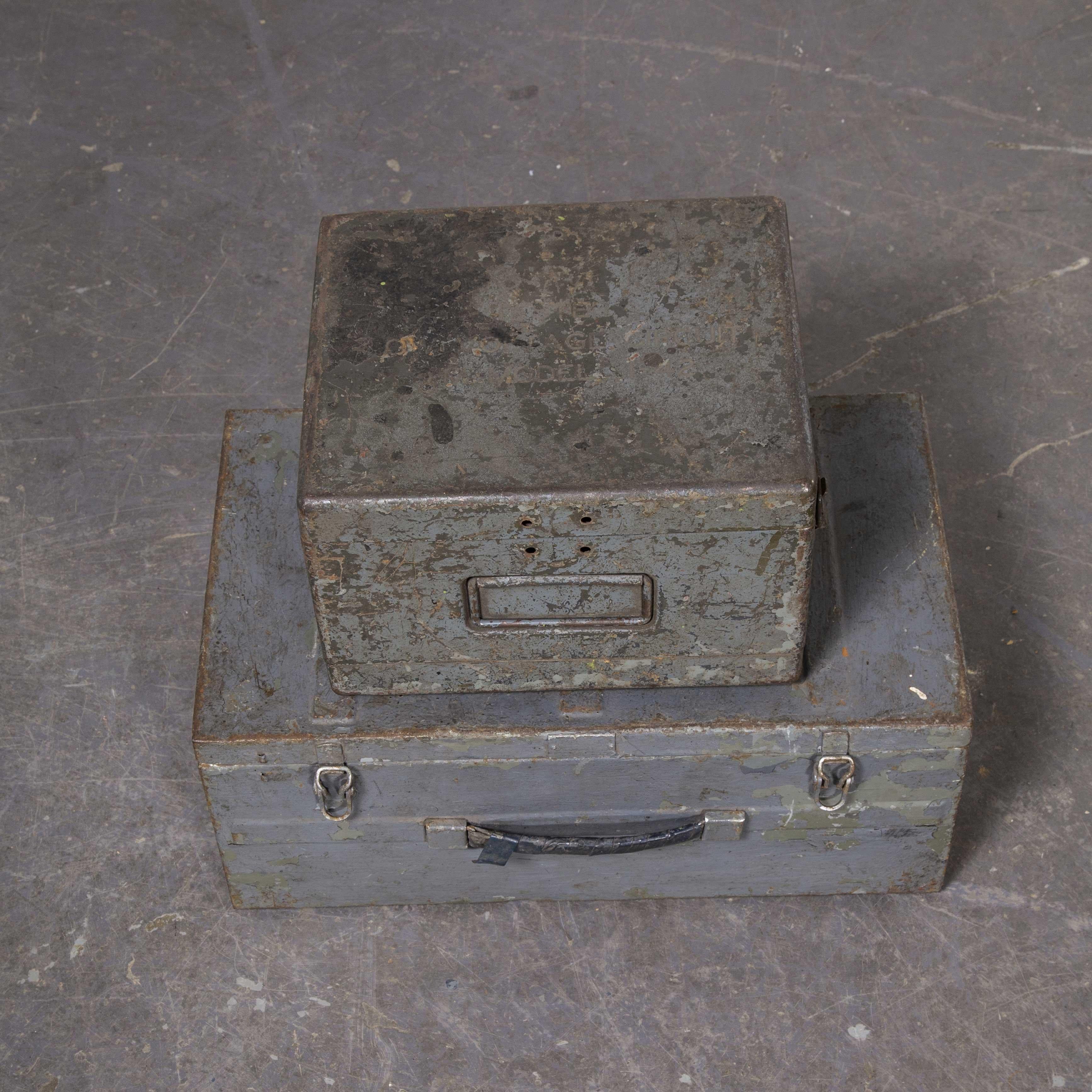 1960s Russian Industrial Equipment Boxes, Side Tables, Set of Two Boxes In Good Condition For Sale In Hook, Hampshire