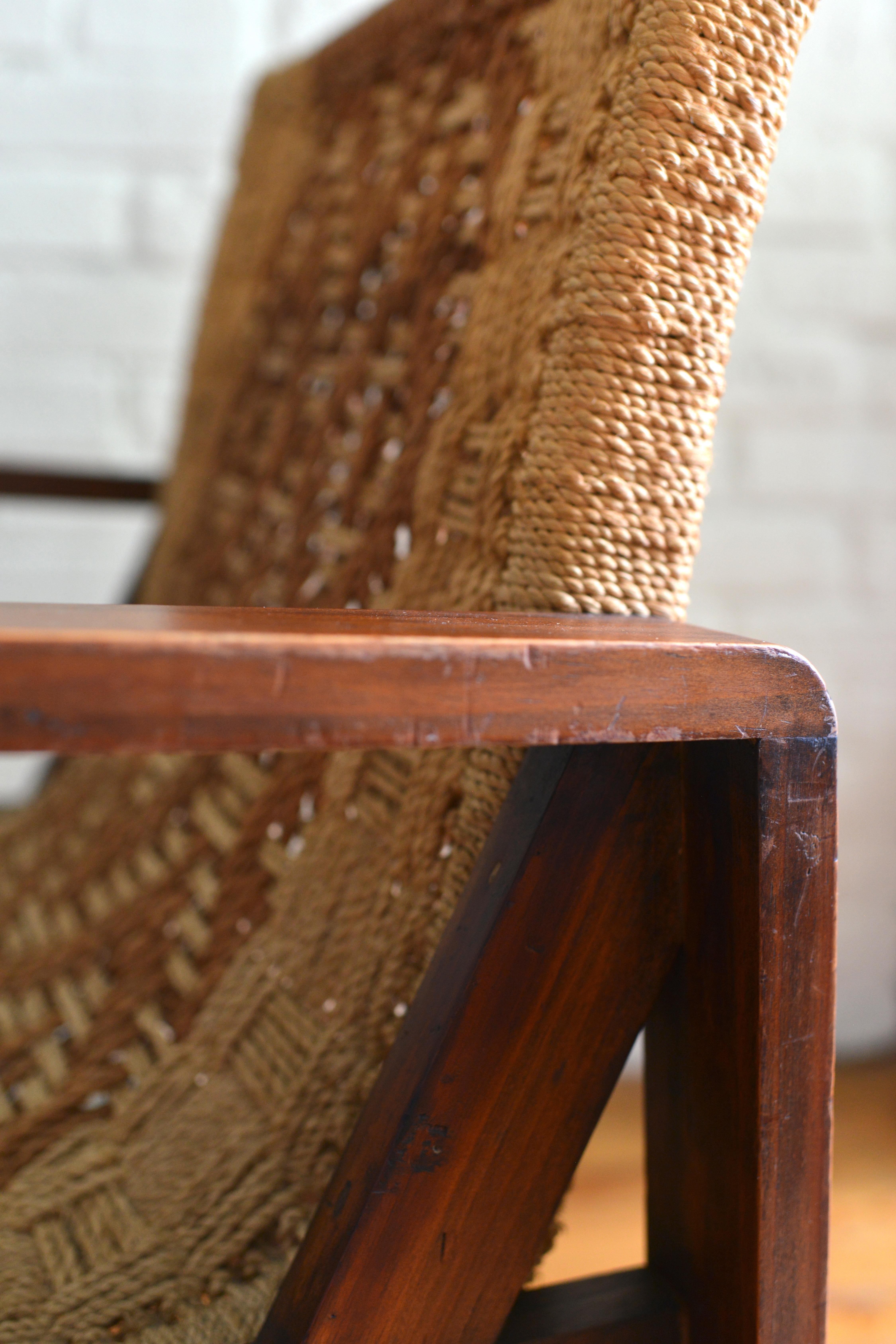 1960s Rustic Pine And Rush Spanish-Inspired Lounge Chair 7