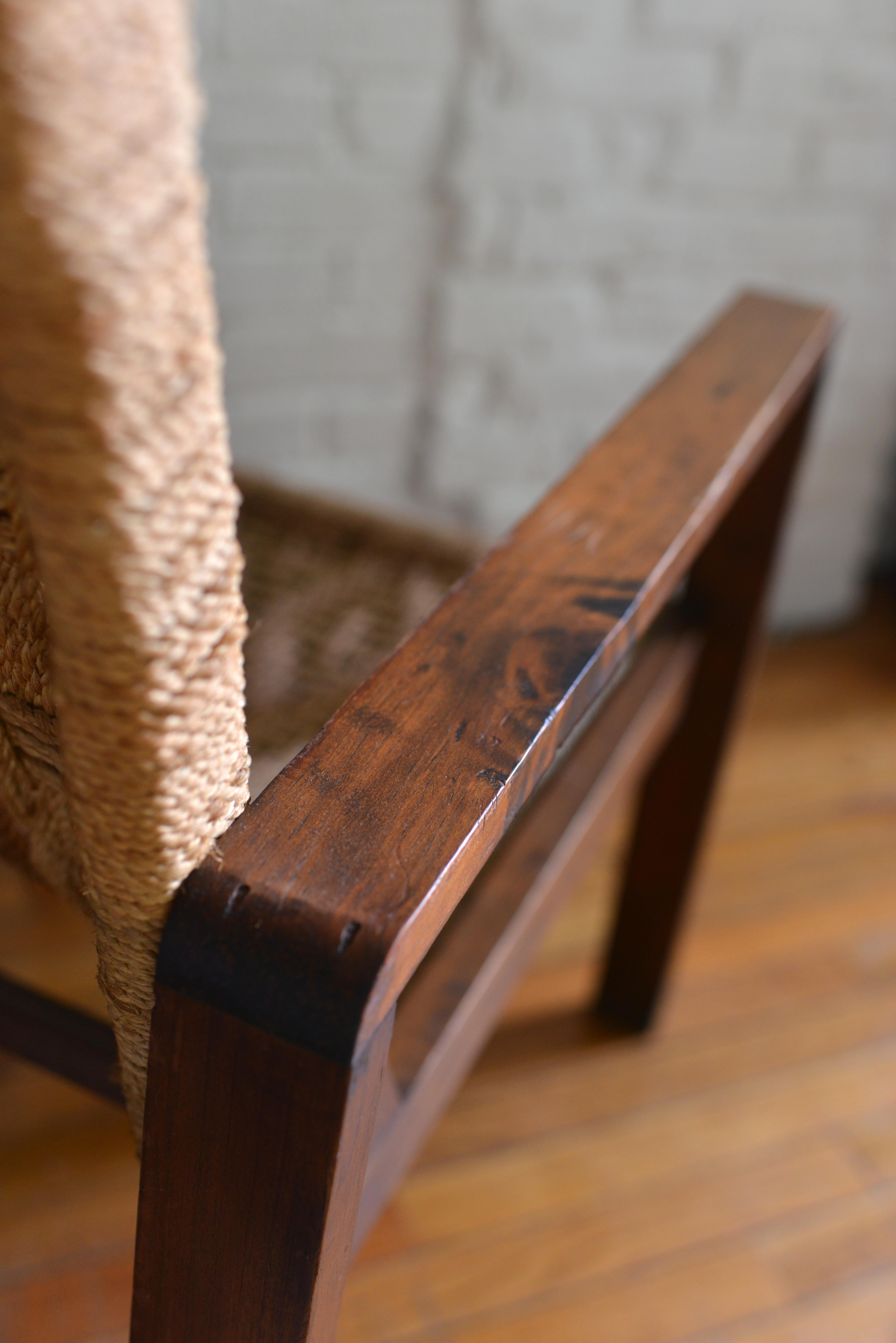 1960s Rustic Pine And Rush Spanish-Inspired Lounge Chair 10
