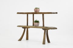 1960s Rustic Teak Console Table