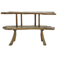 1960s Rustic Teak Console Table