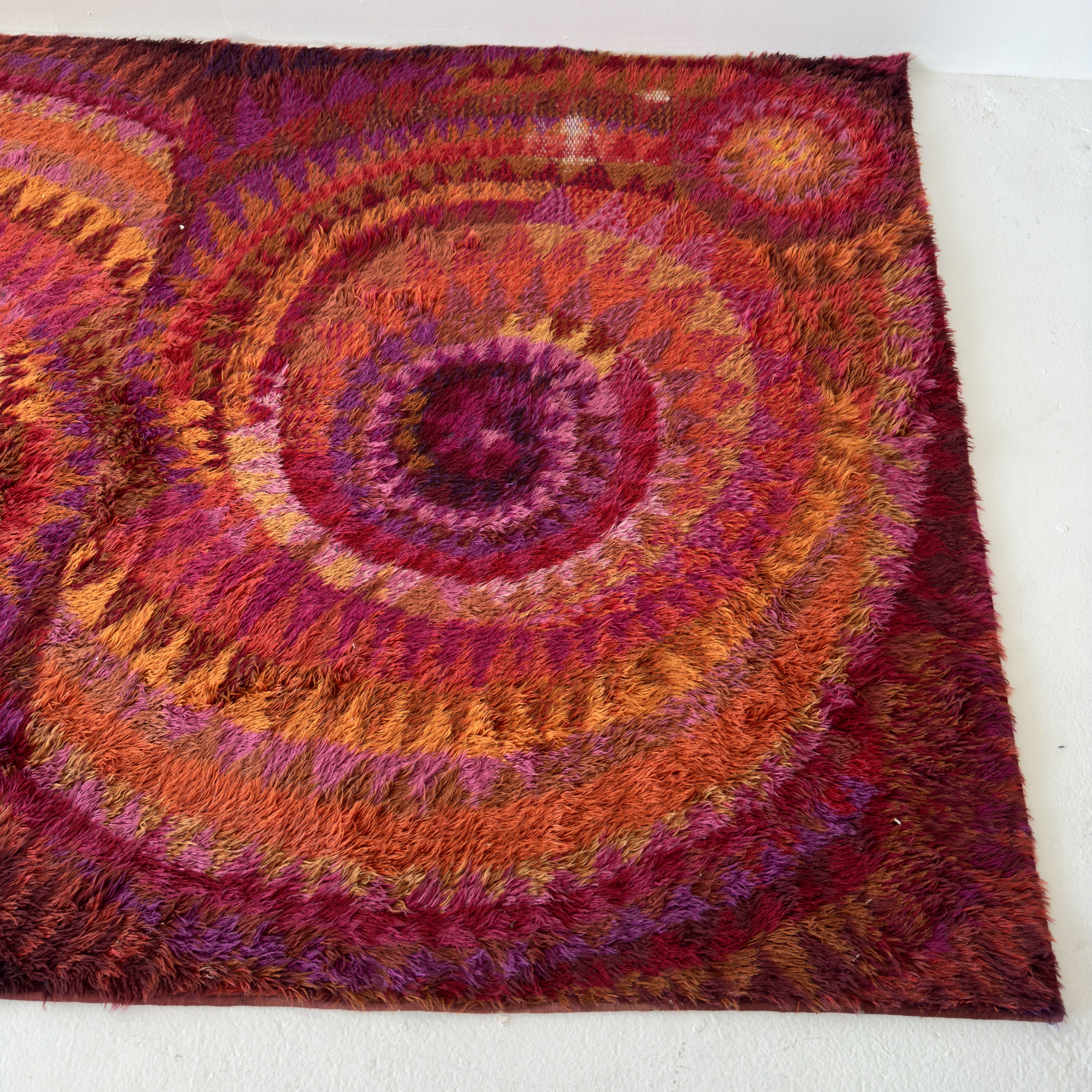 Hand-Knotted 1960s Rya Rug by Finnish Textile Artist Marjatta Metsovaara