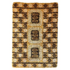 Used 1960s Rya Rug from Sweden in Brown, Yellow and White Tones