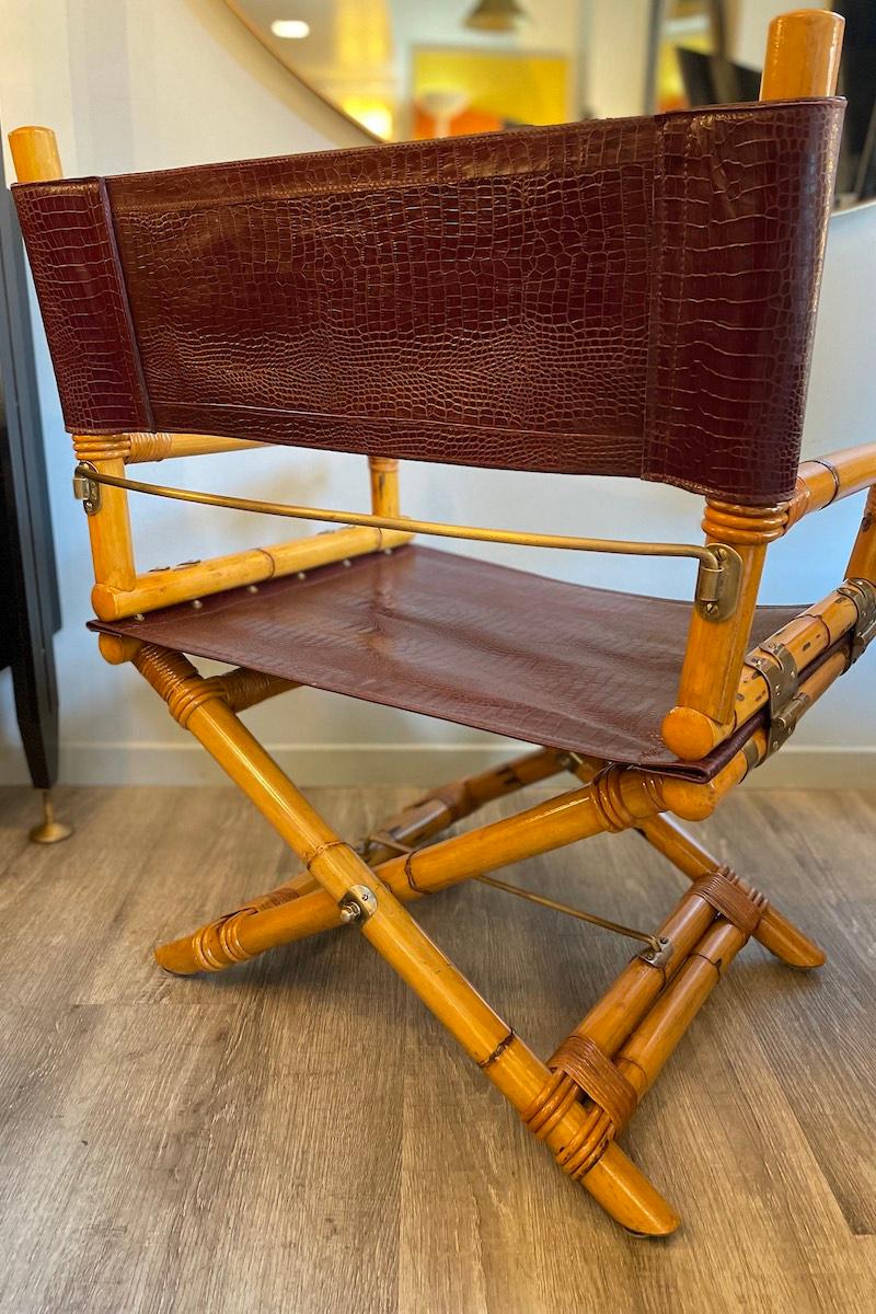1960er Jahre Ryda Levi's McGuire Regiestuhl aus Holz, Leder und Messing im Angebot 12