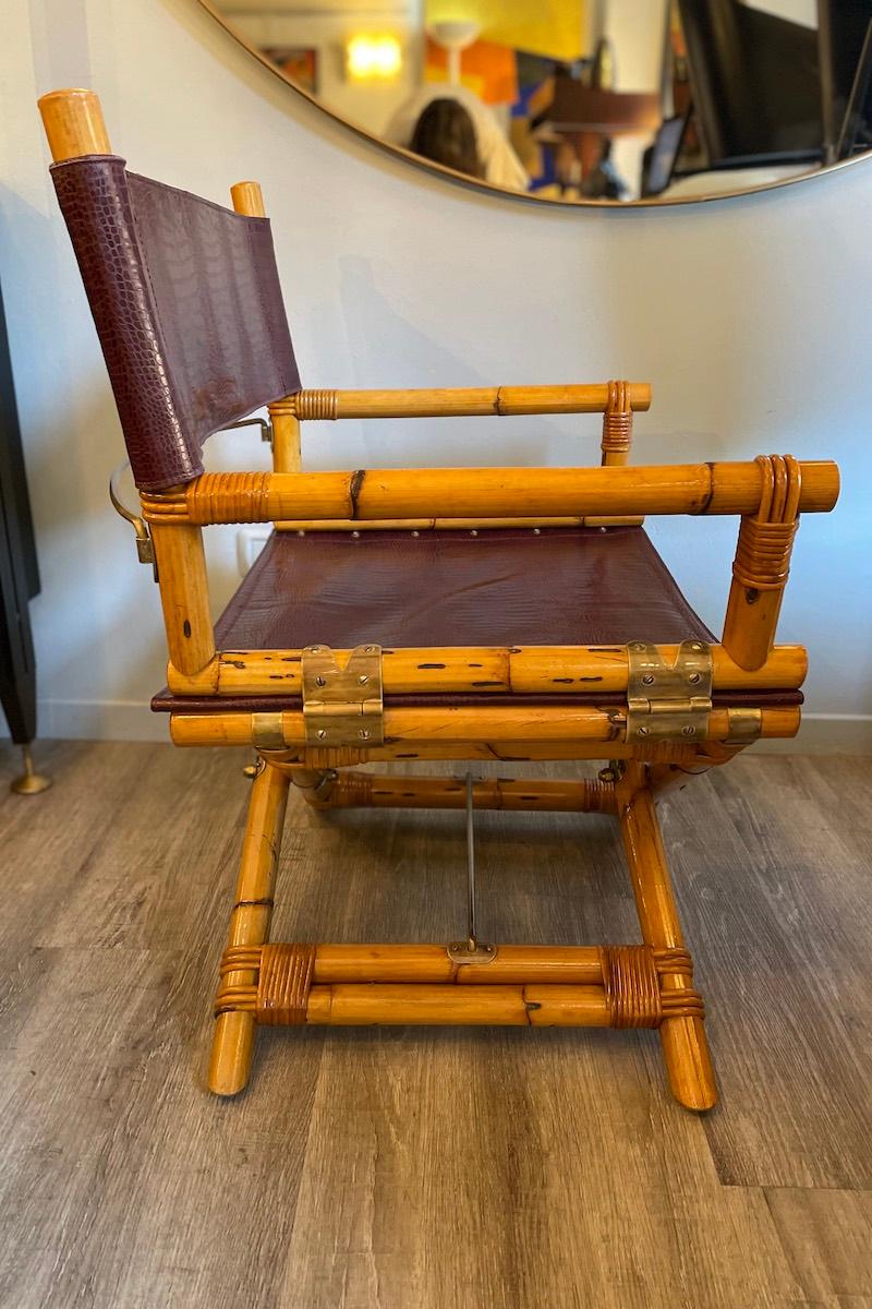 1960er Jahre Ryda Levi's McGuire Regiestuhl aus Holz, Leder und Messing (Moderne der Mitte des Jahrhunderts) im Angebot