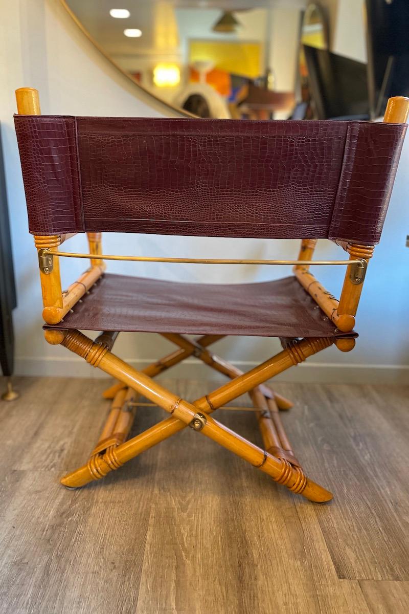 1960er Jahre Ryda Levi's McGuire Regiestuhl aus Holz, Leder und Messing (Italienisch) im Angebot