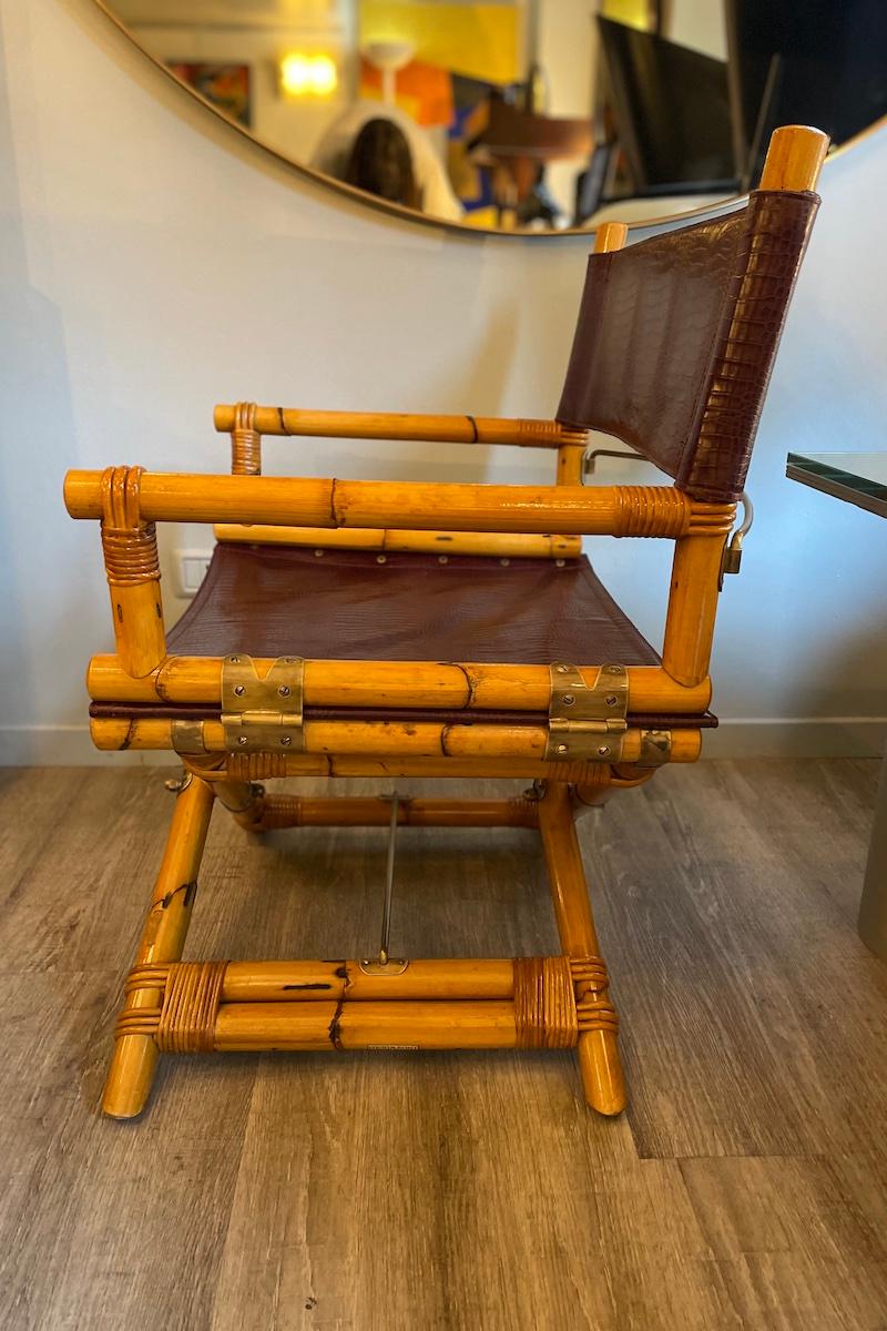1960er Jahre Ryda Levi's McGuire Regiestuhl aus Holz, Leder und Messing (Mitte des 20. Jahrhunderts) im Angebot