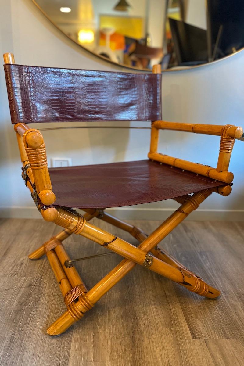 1960er Jahre Ryda Levi's McGuire Regiestuhl aus Holz, Leder und Messing im Angebot 1