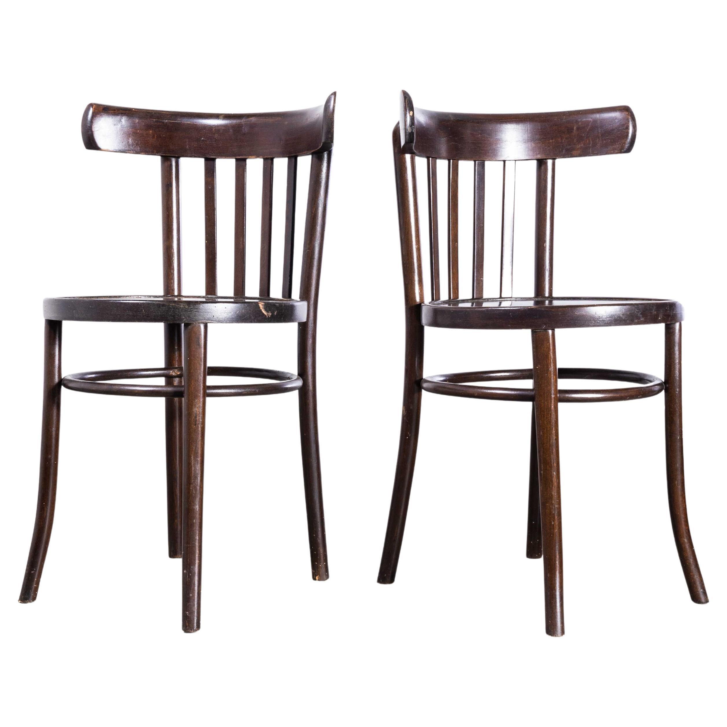 1960's Saddle Back Bistro Dark Walnut Dining Chair - Paar