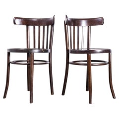 Retro 1960s Saddle Back Bistro Dark Walnut Dining Chair, Pair