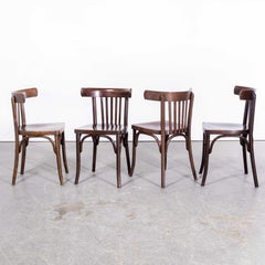 1960s Saddle Back Bistro Dark Walnut Dining Chair, Set of Four
