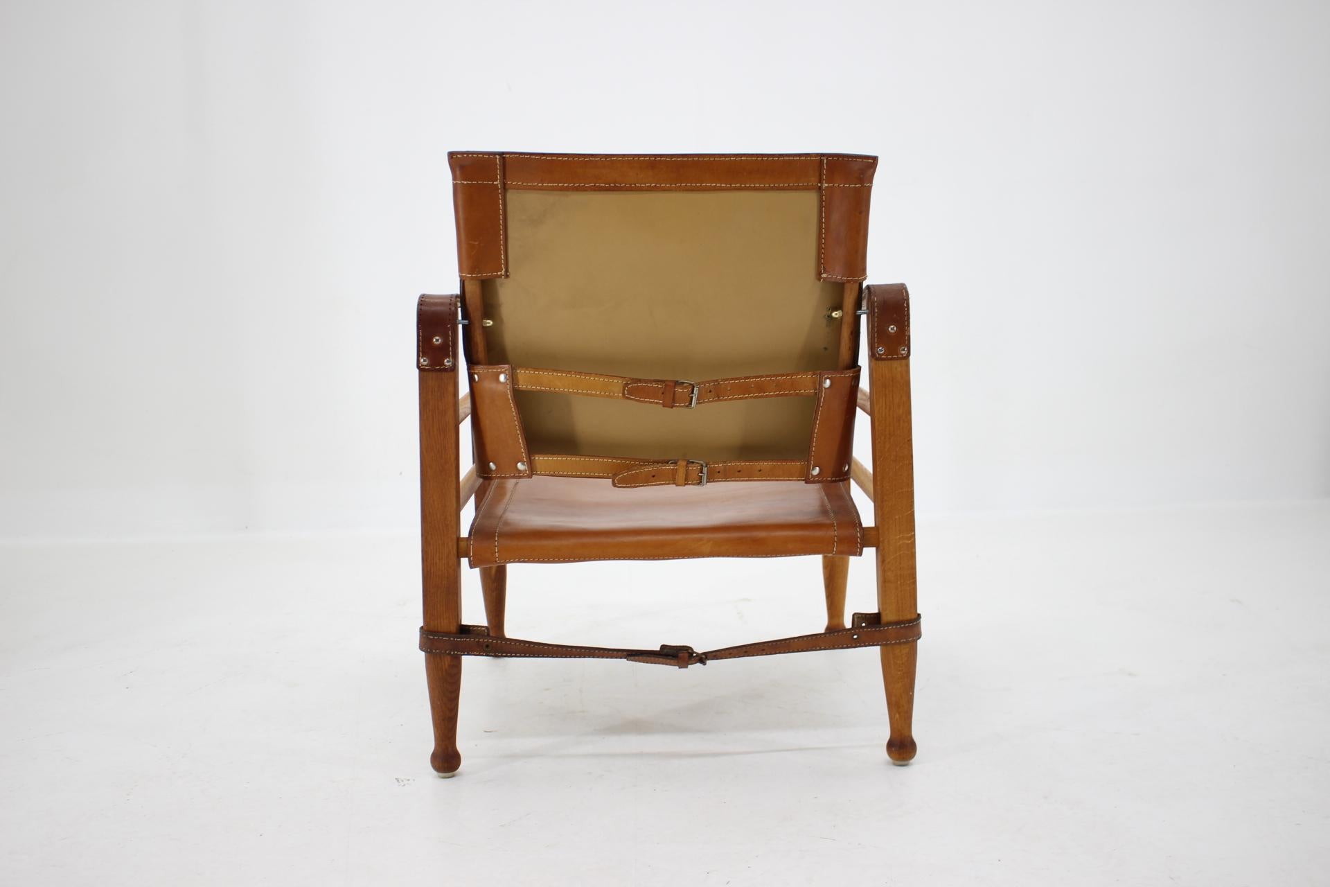 Danish 1960s Safari Chair in Oak and Leather, Denmark