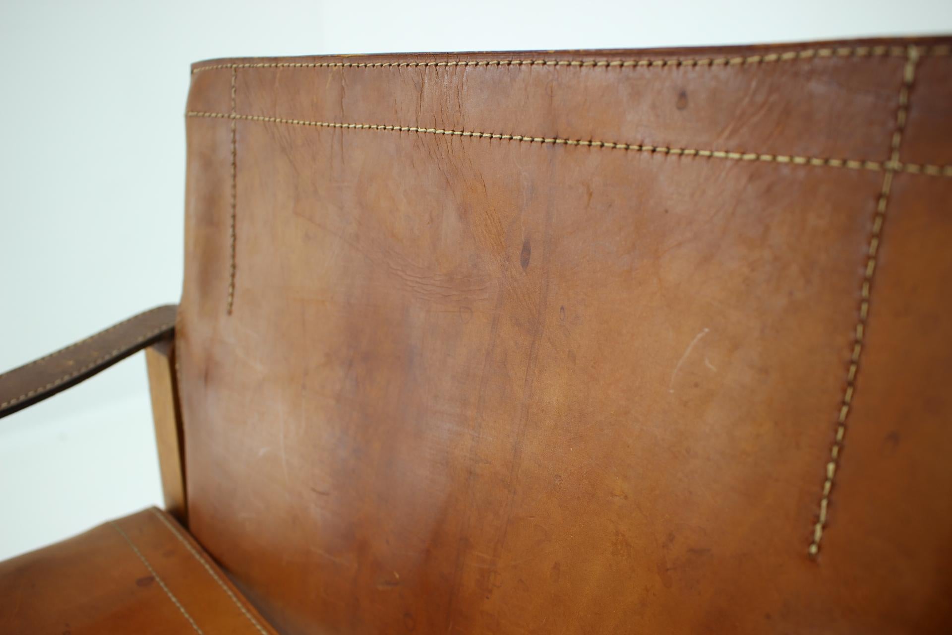 1960s Safari Chair in Oak and Leather, Denmark 1
