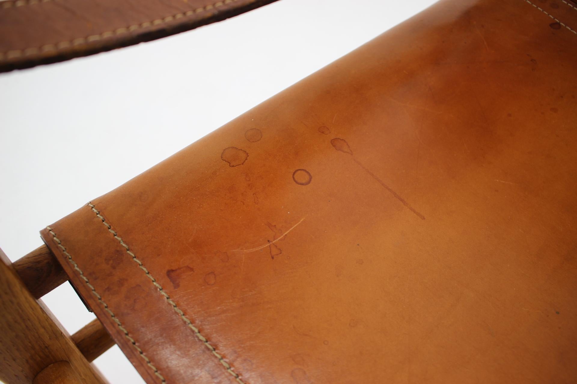1960s Safari Chair in Oak and Leather, Denmark 2