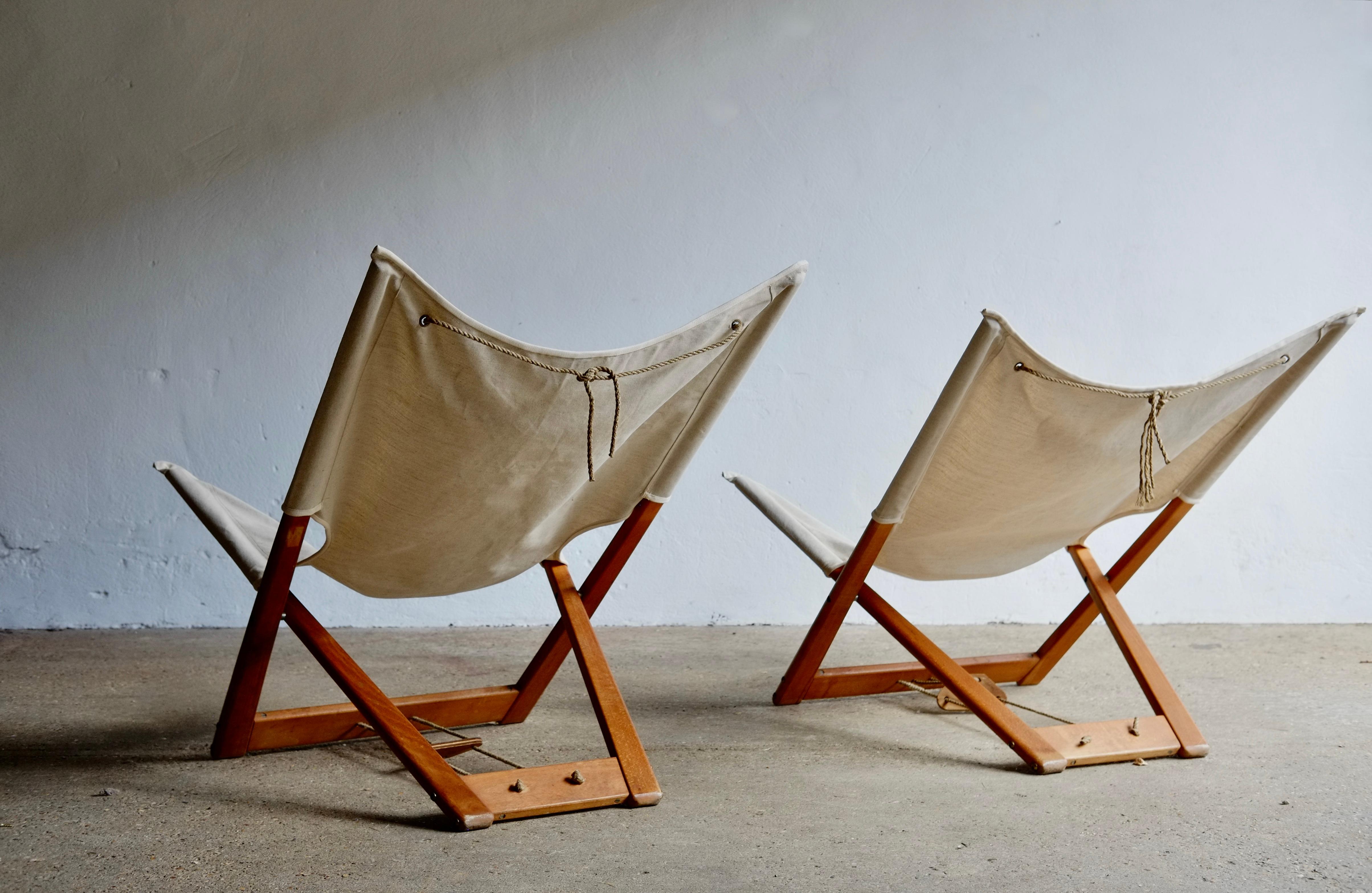 Danish 1960's Safari Chairs By Hyllinge, Denmark