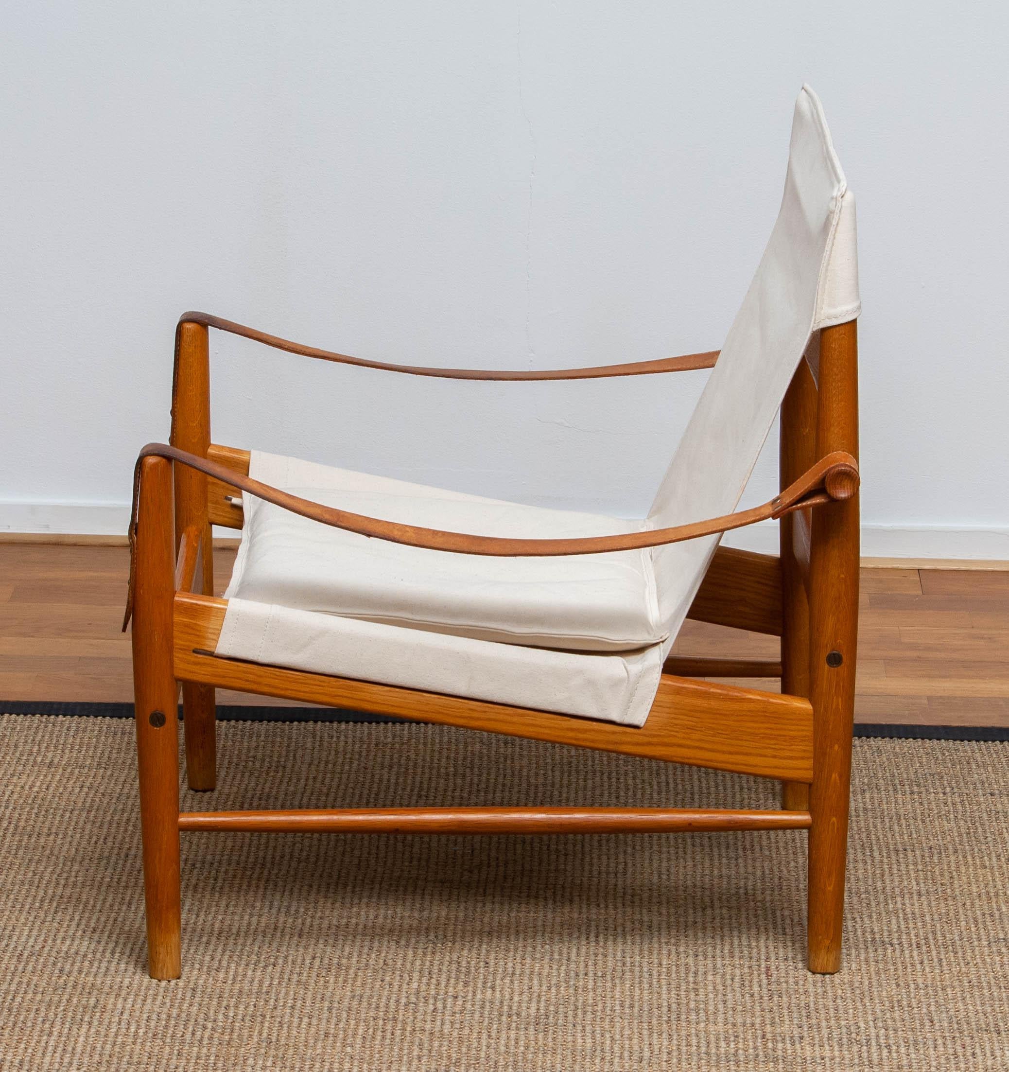 Canvas 1960s, Safari Lounge Chair by Hans Olsen for Viska Möbler in Kinna, Sweden 1