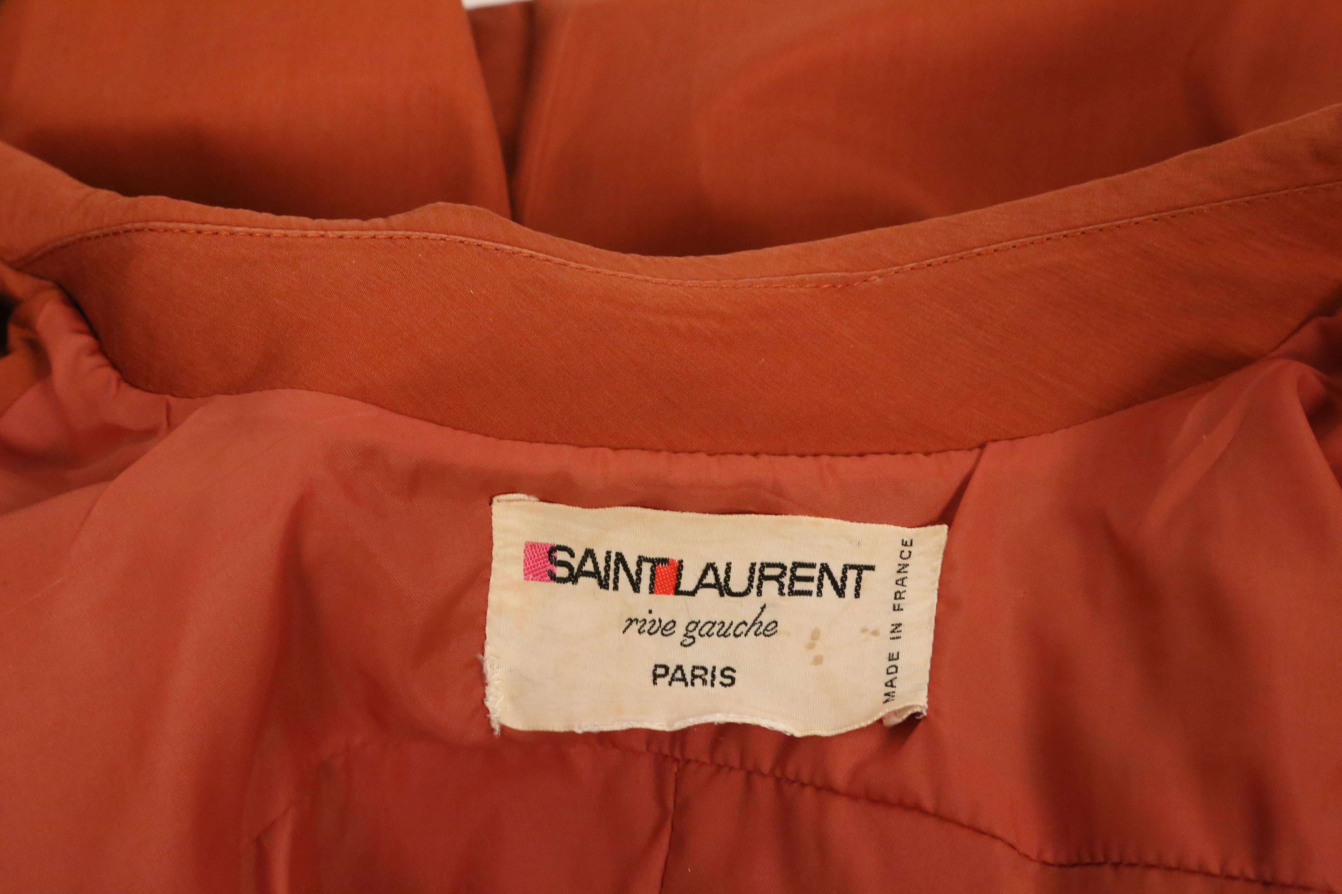 1973 SAINT LAURENT rust safari RUNWAY trench coat 10