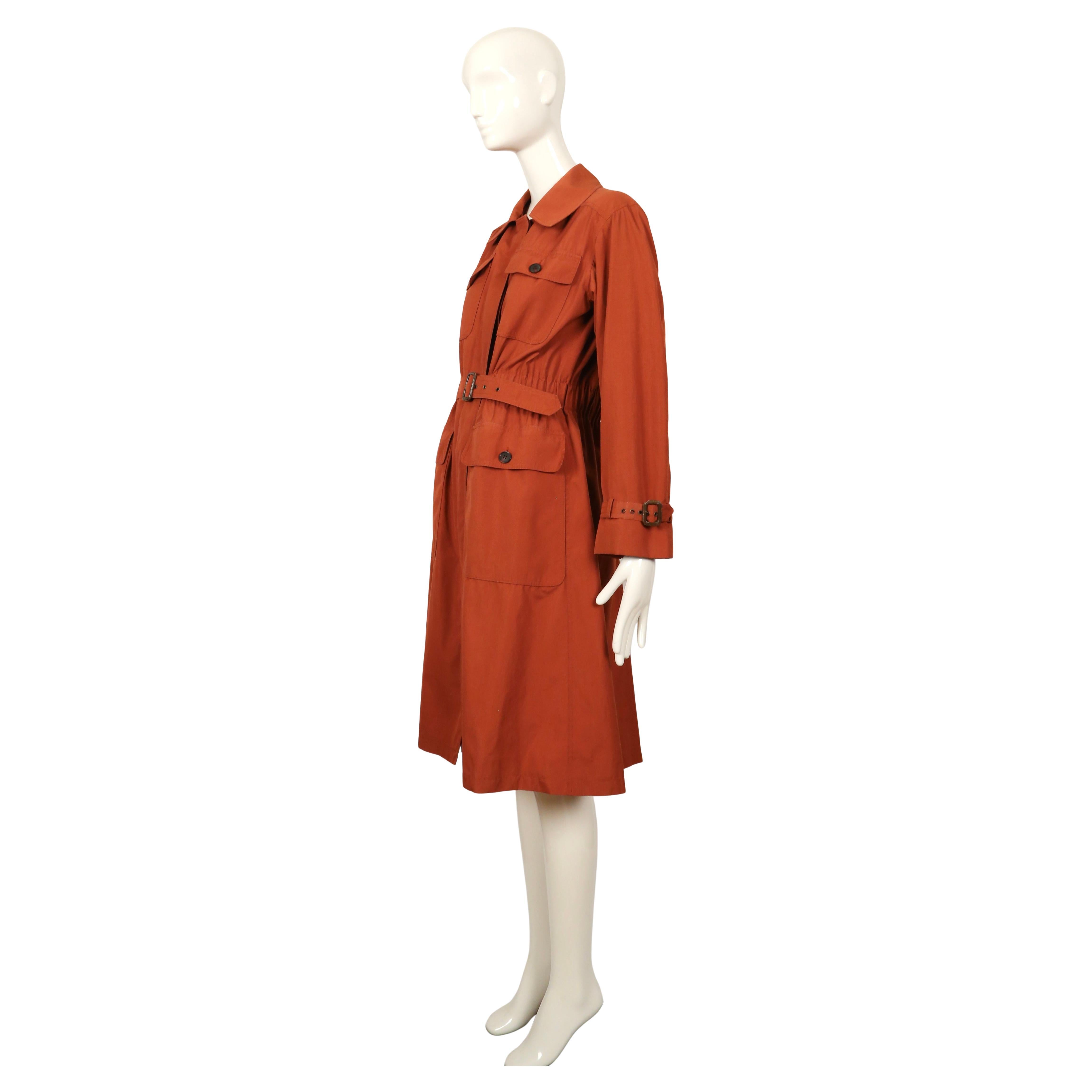 Women's or Men's 1973 SAINT LAURENT rust safari RUNWAY trench coat