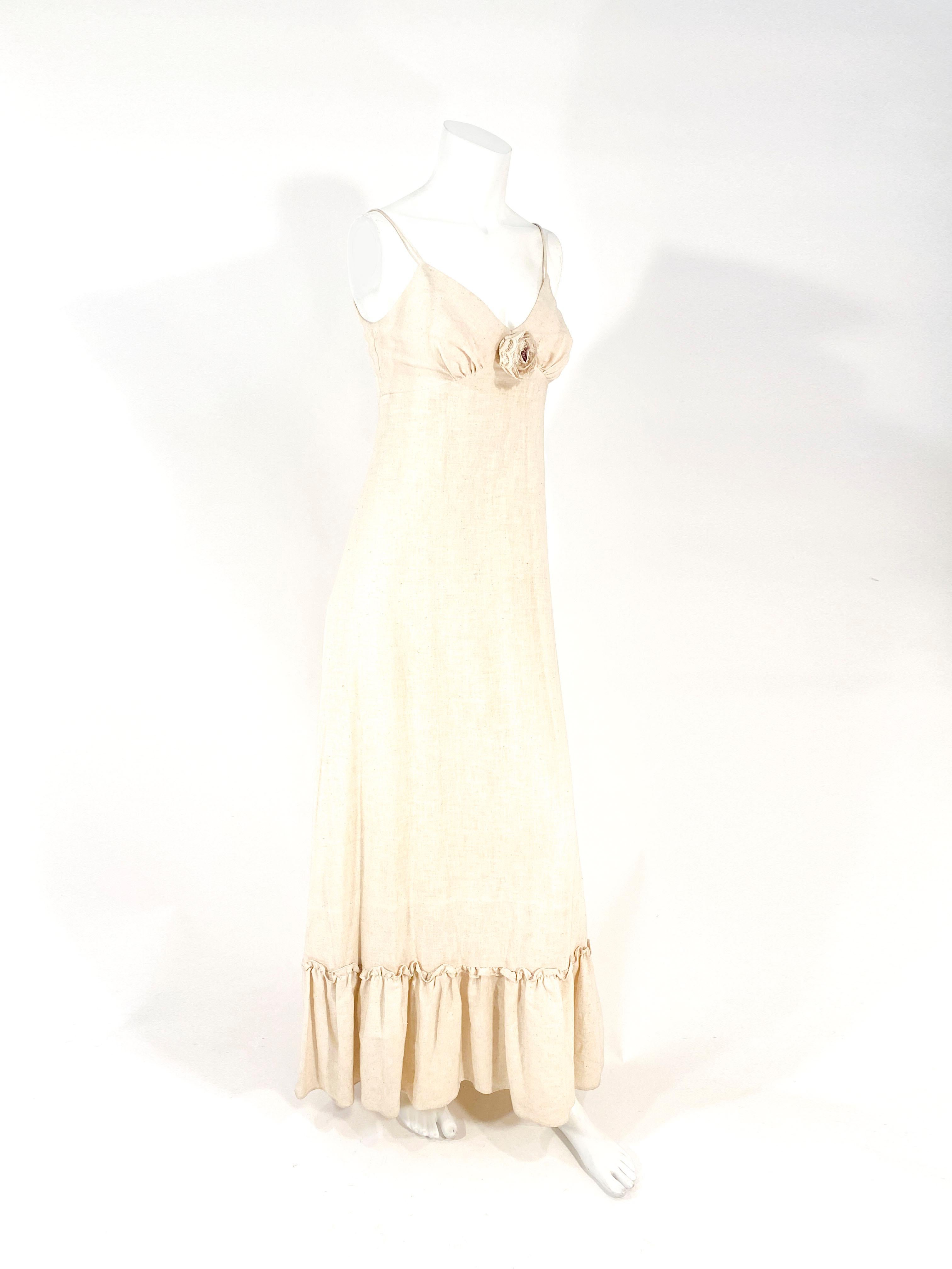 White 1960s Saks Fifth Ave. Muslin Cottage Dress