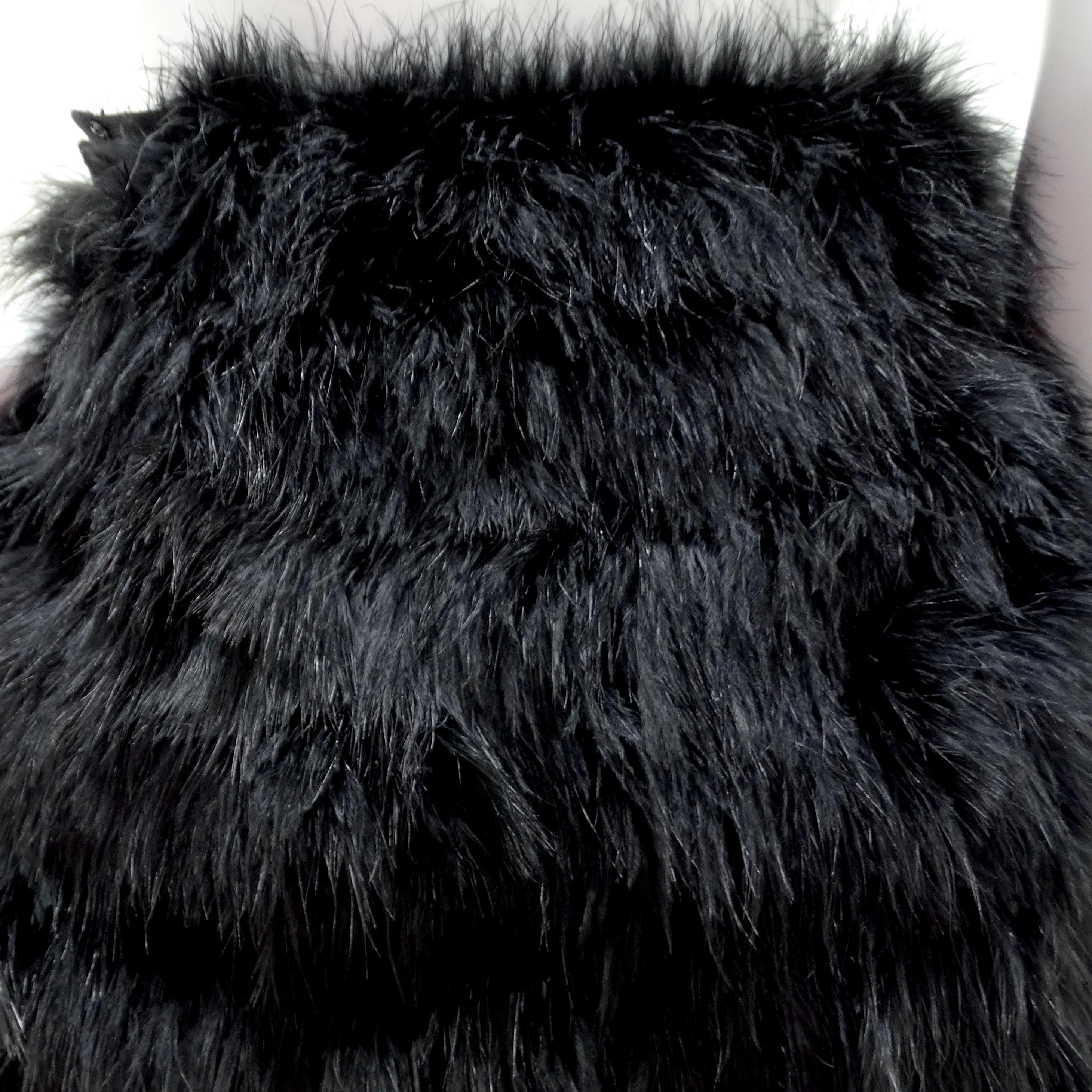 Women's or Men's 1960s Saks Fifth Avenue Black Marabou Feather Midi Skirt For Sale