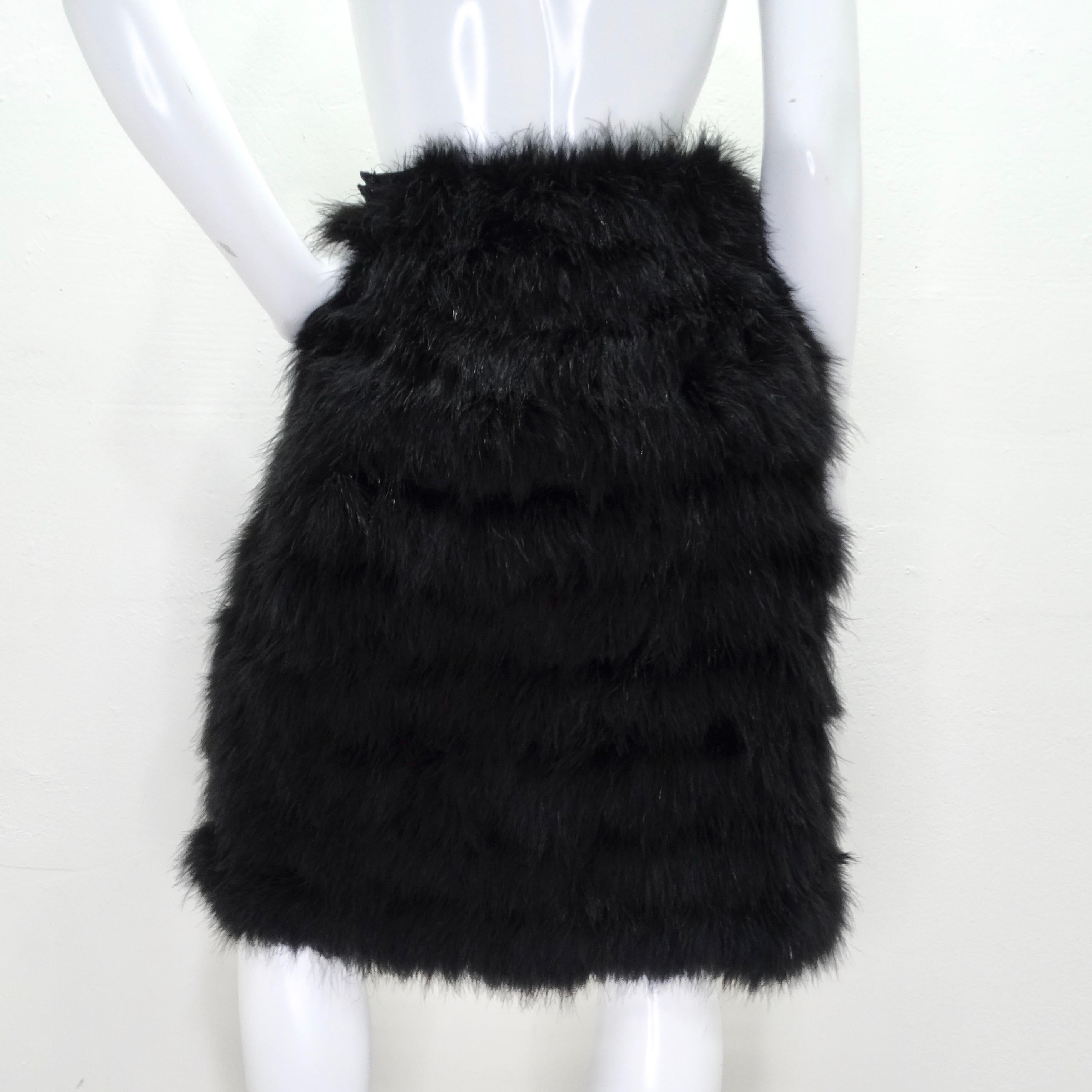 1960s Saks Fifth Avenue Black Marabou Feather Midi Skirt For Sale 1