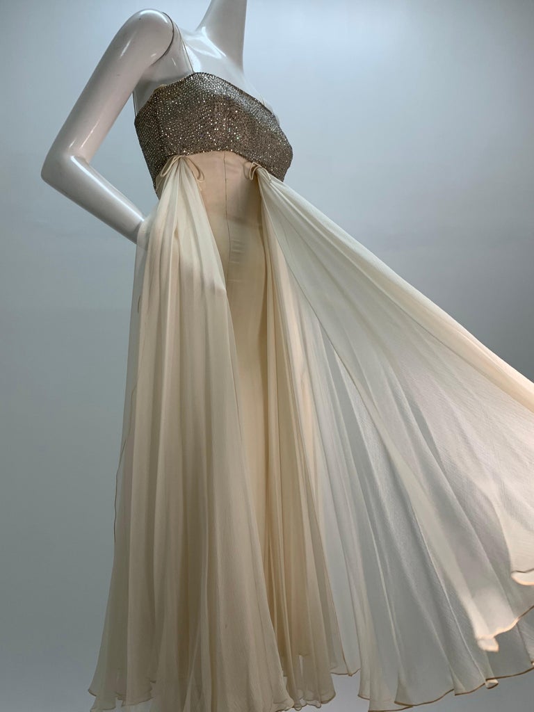 chiffon dress saks fifth avenue 1960s "Saks Fifth Avenue" Multicolored Sequin Silk Chiffon Illusion Go butchwaxvintage