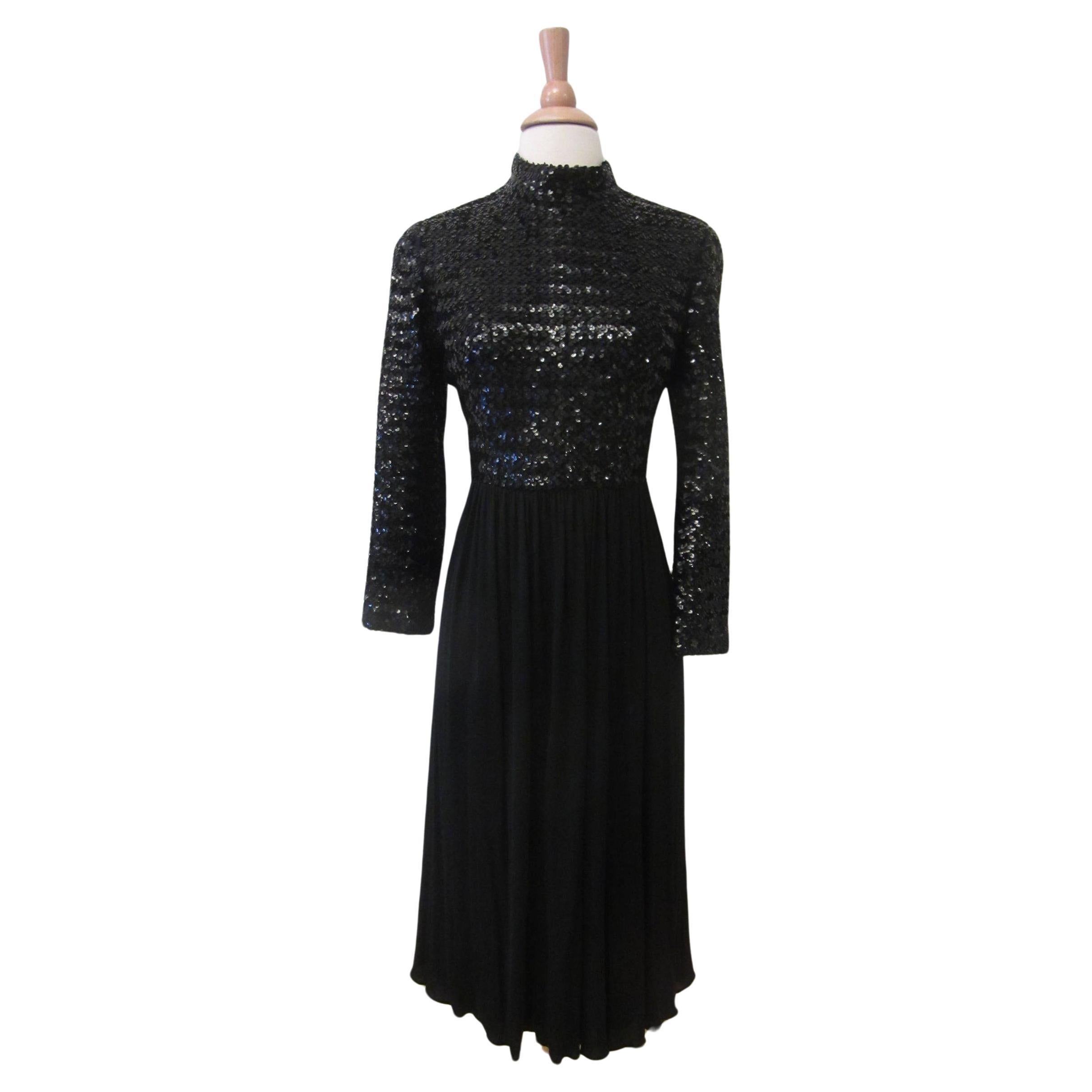 1960s Saks Fifth Avenue Paillette Sequin Dress For Sale